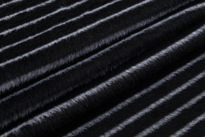 Striped Italian Poly Wool Coating - Black / Off White
