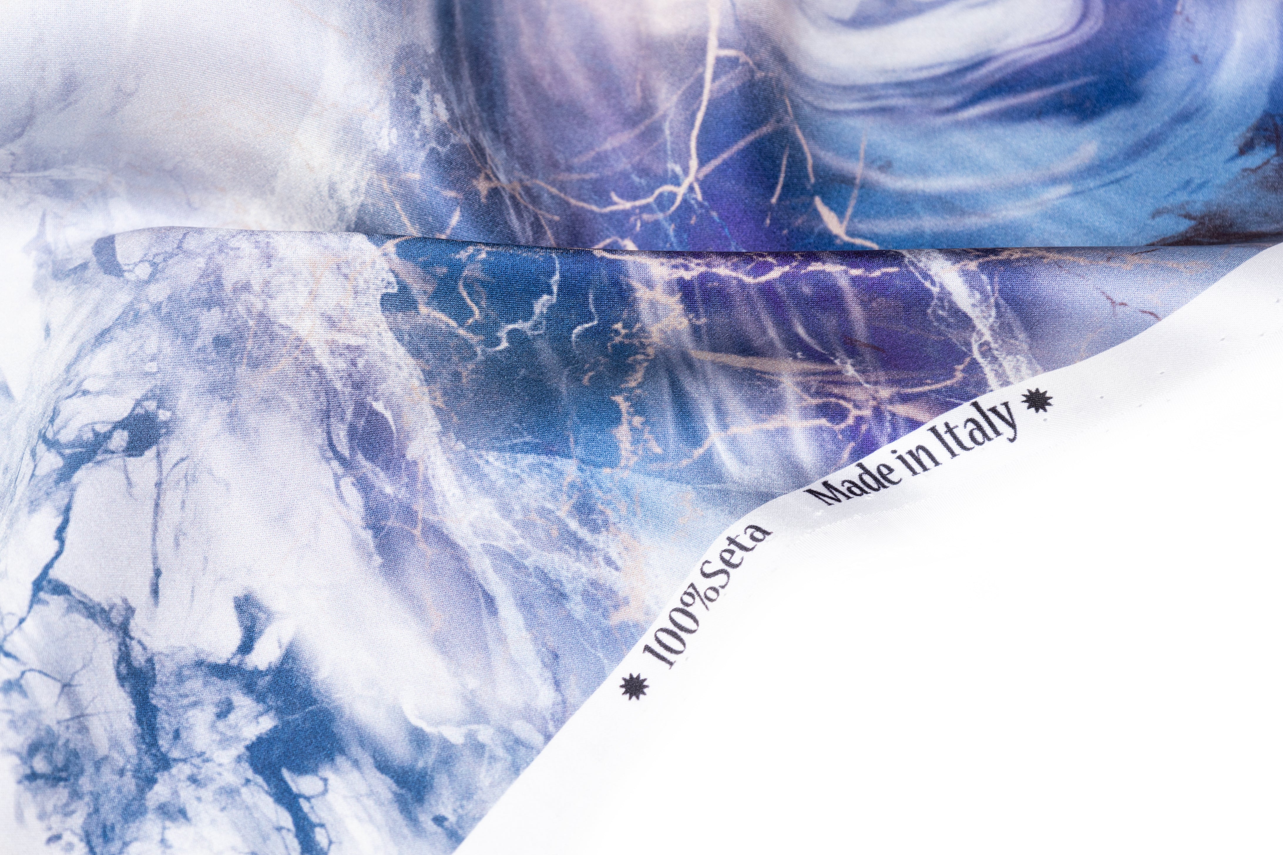 Abstract Italian Silk Charmeuse - Blue / Brown