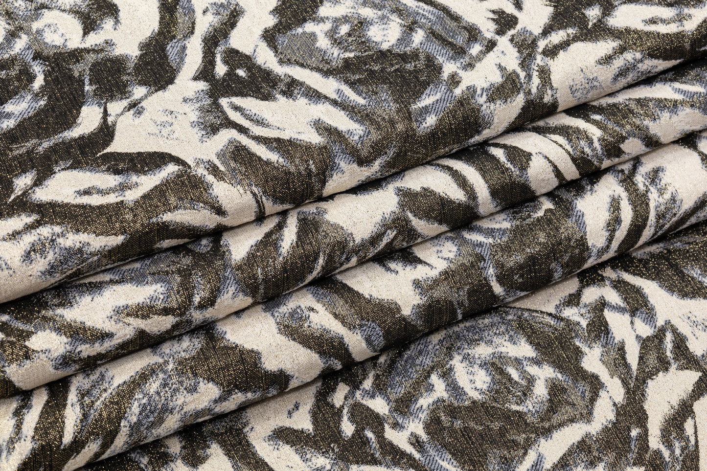 Abstract Metallic Italian Stretch Brocade - Antique Gold / Beige