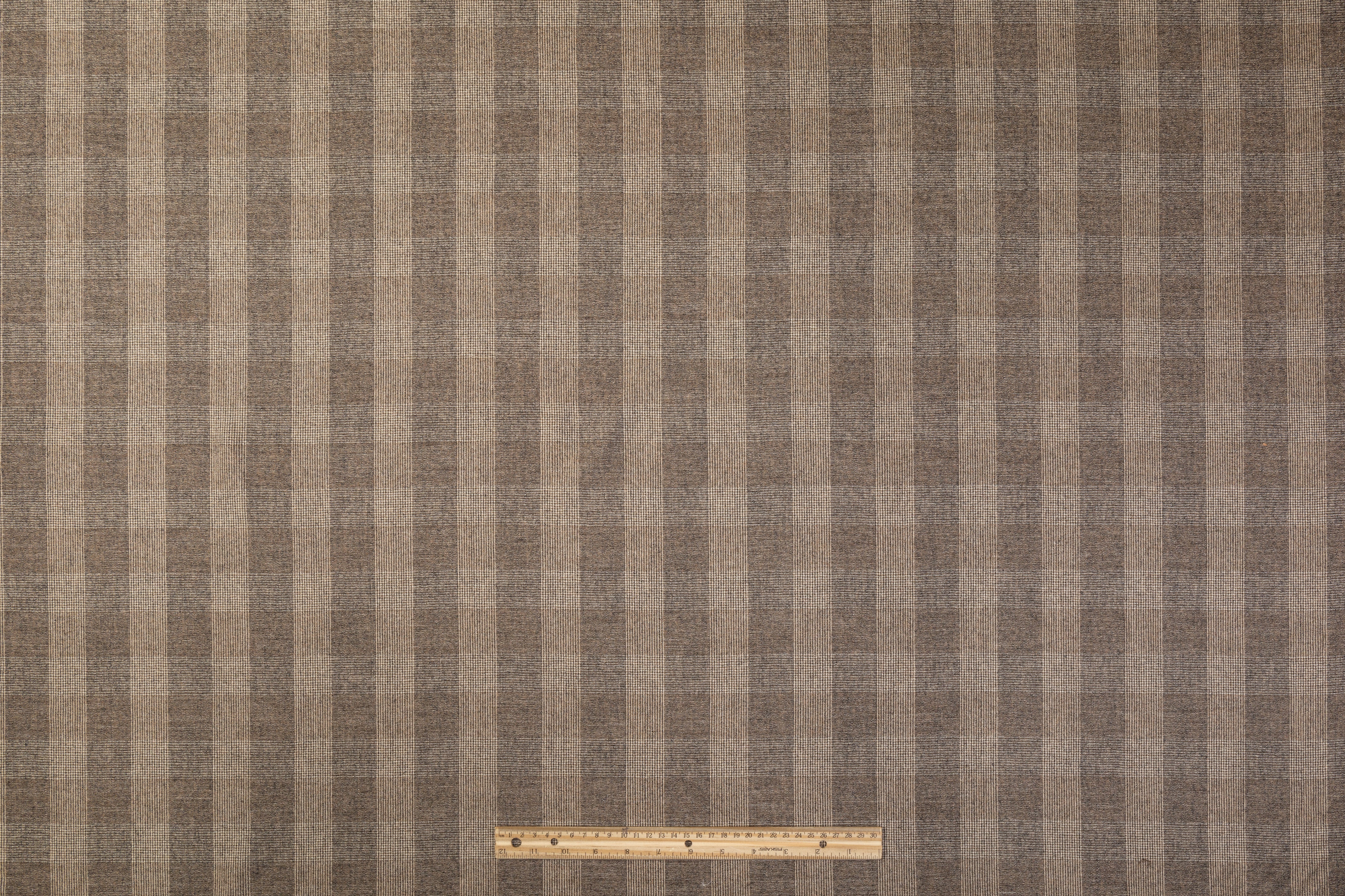 Checked Cashmere Wool Suiting - Desert Brown