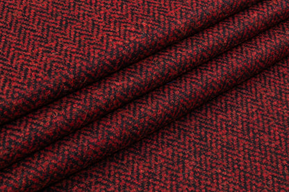 Chevron Italian Wool Mohair Blend Boucle - Maroon / Black