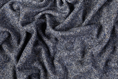 Italian Herringbone Wool Coating - Blue