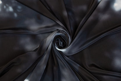 Abstract Silk Crepe De Chine - Black / Blue / White