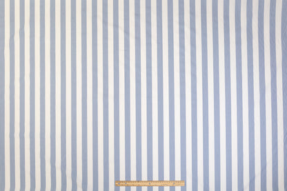 Striped Cotton Shirting - White / Soft Blue