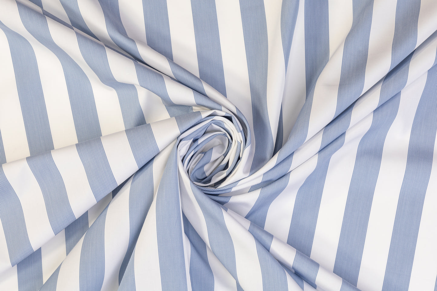 Striped Cotton Shirting - White / Soft Blue