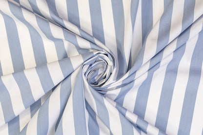Striped Cotton Shirting - White / Soft Blue