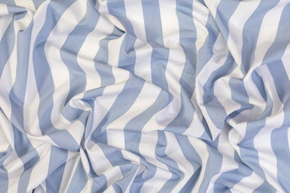 Striped Cotton Shirting - White / Soft Blue