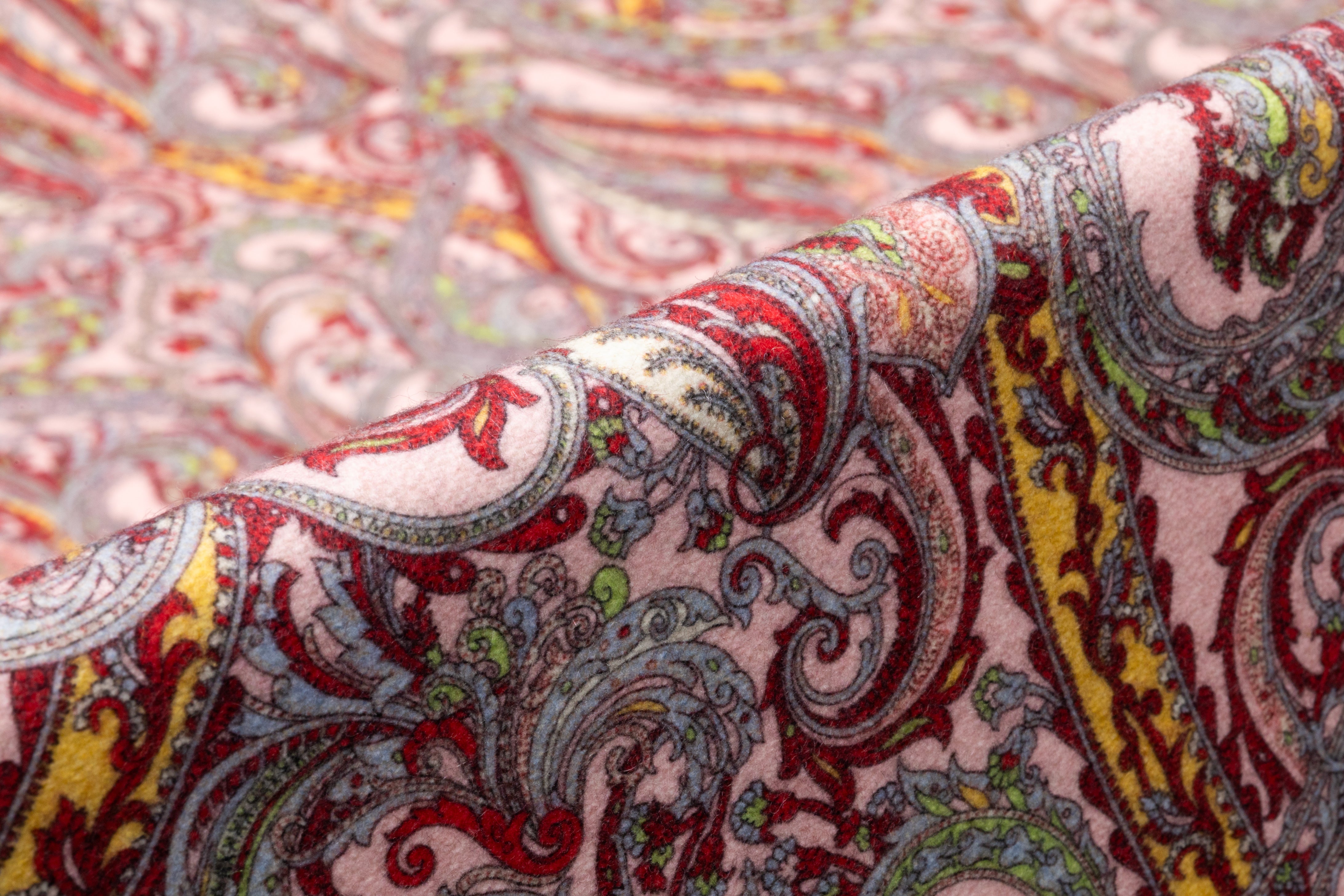 Paisley Italian Wool Blend Coating - Pink / Red