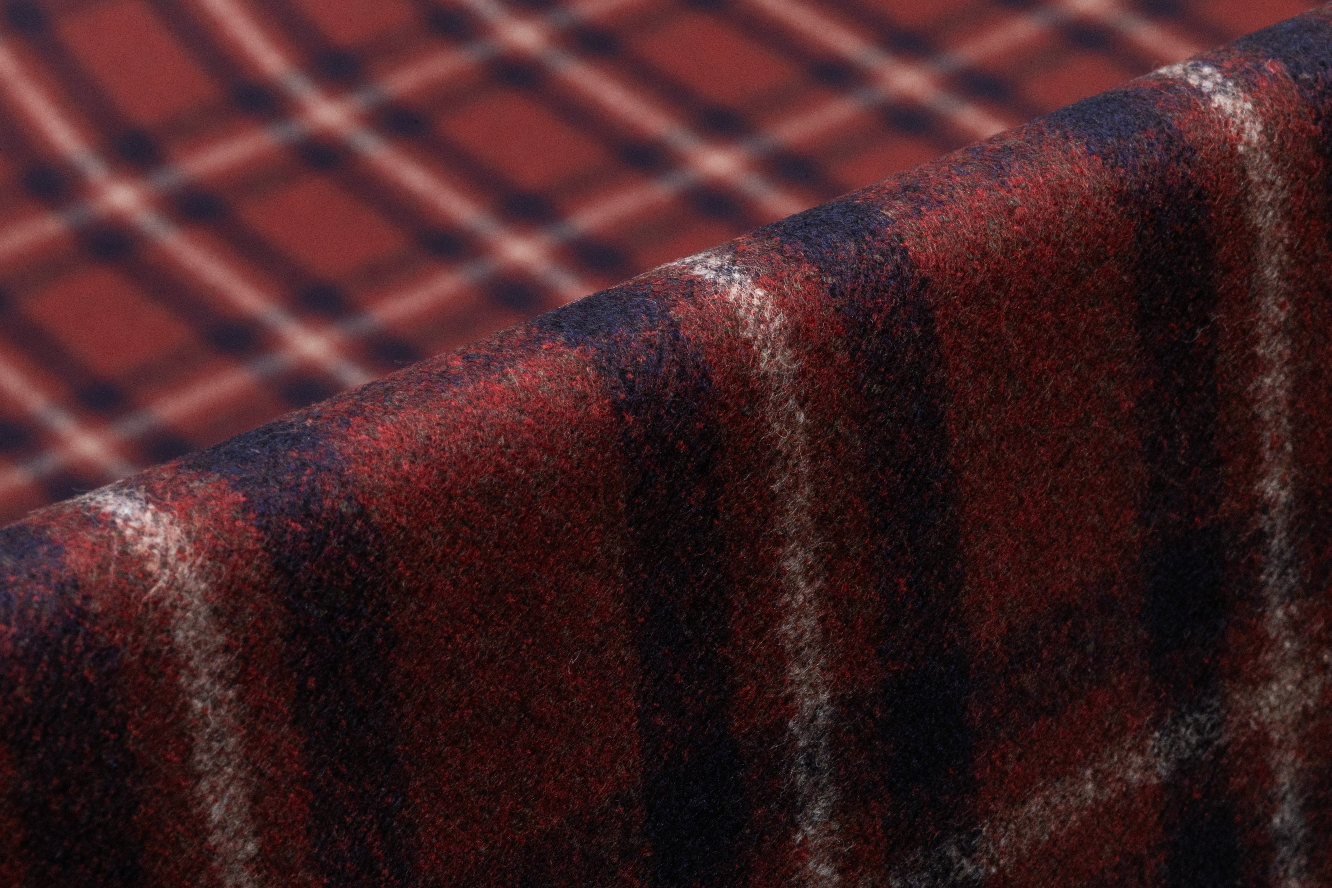 Tallia di Delfino - Plaid Micro Twist Wool Suiting - Brick Red / Navy