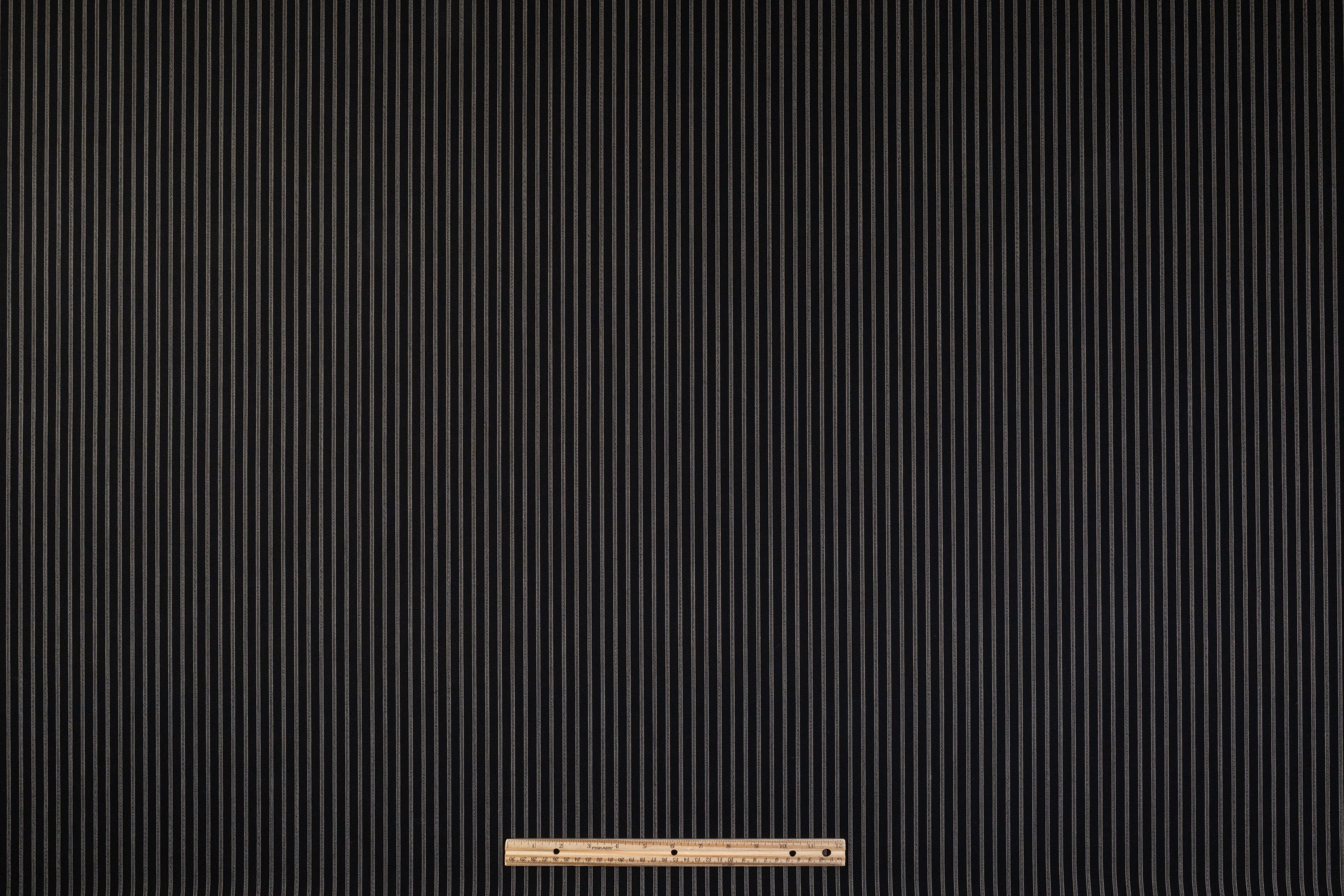 Striped Italian Wool Suiting - Black / Off White