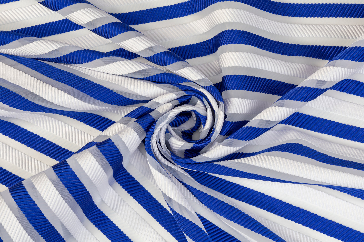 Ribbed Striped Organza Burnout Brocade - Blue / White