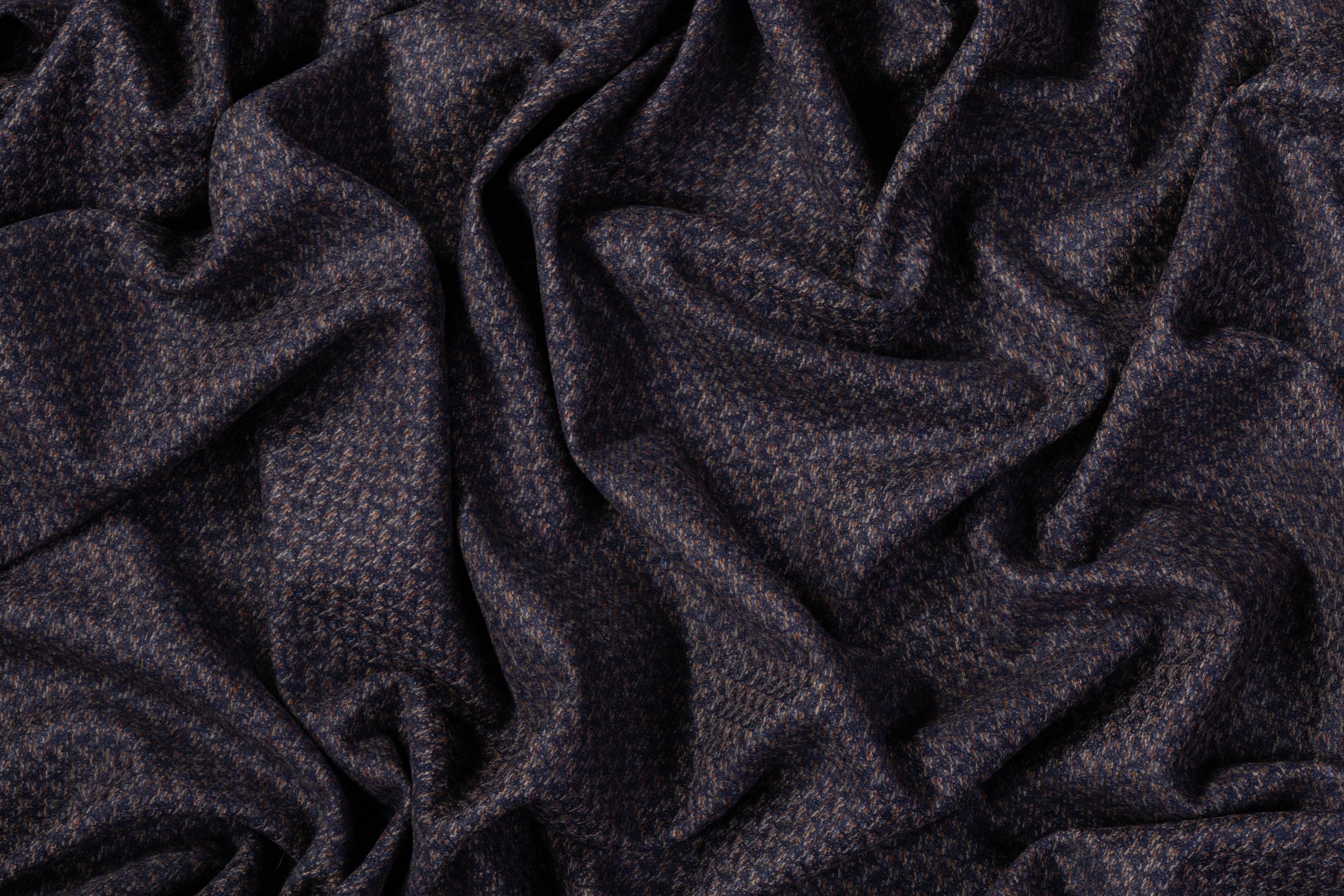 E. Thomas - Italian Wool Cashmere Tweed Suiting - Navy / Brown