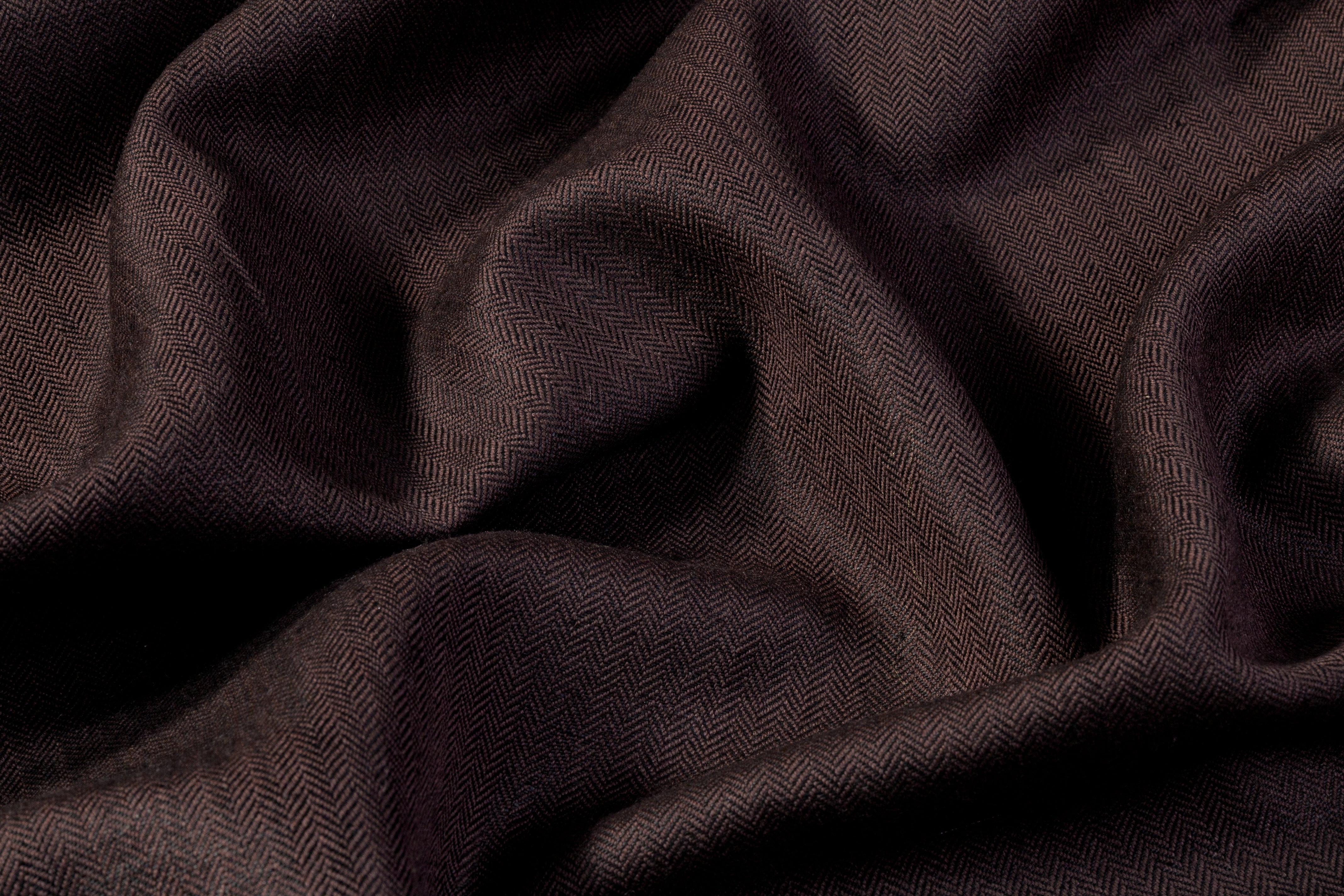 Herringbone Italian Wool Linen Suiting - Brown