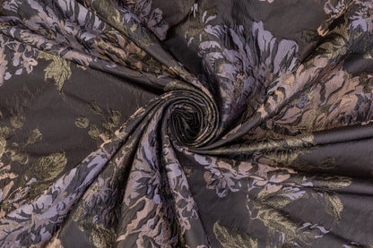 Crushed Floral Metallic Brocade - Lavender / Blush / Dusk