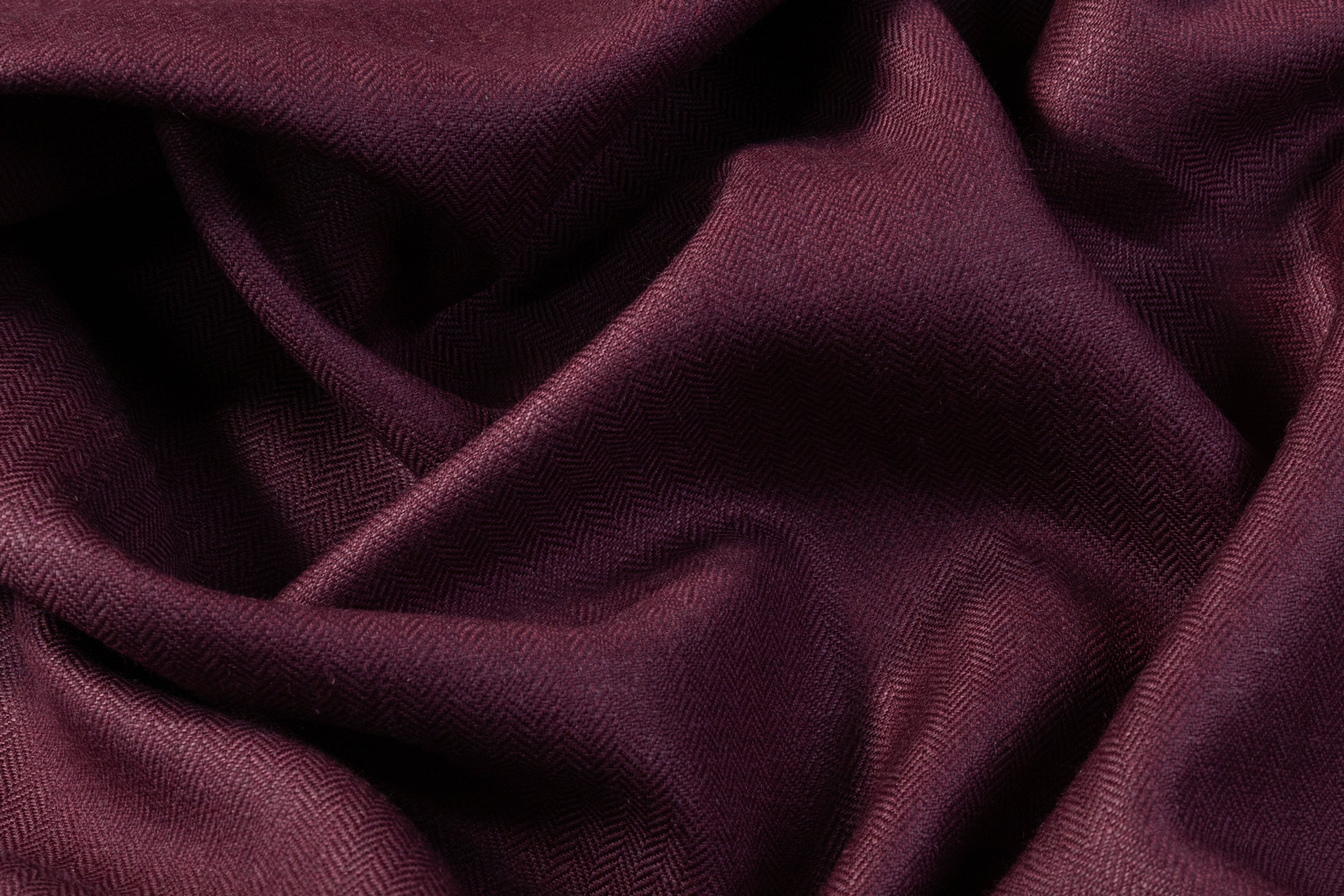 Herringbone Italian Wool Linen Suiting - Burgundy