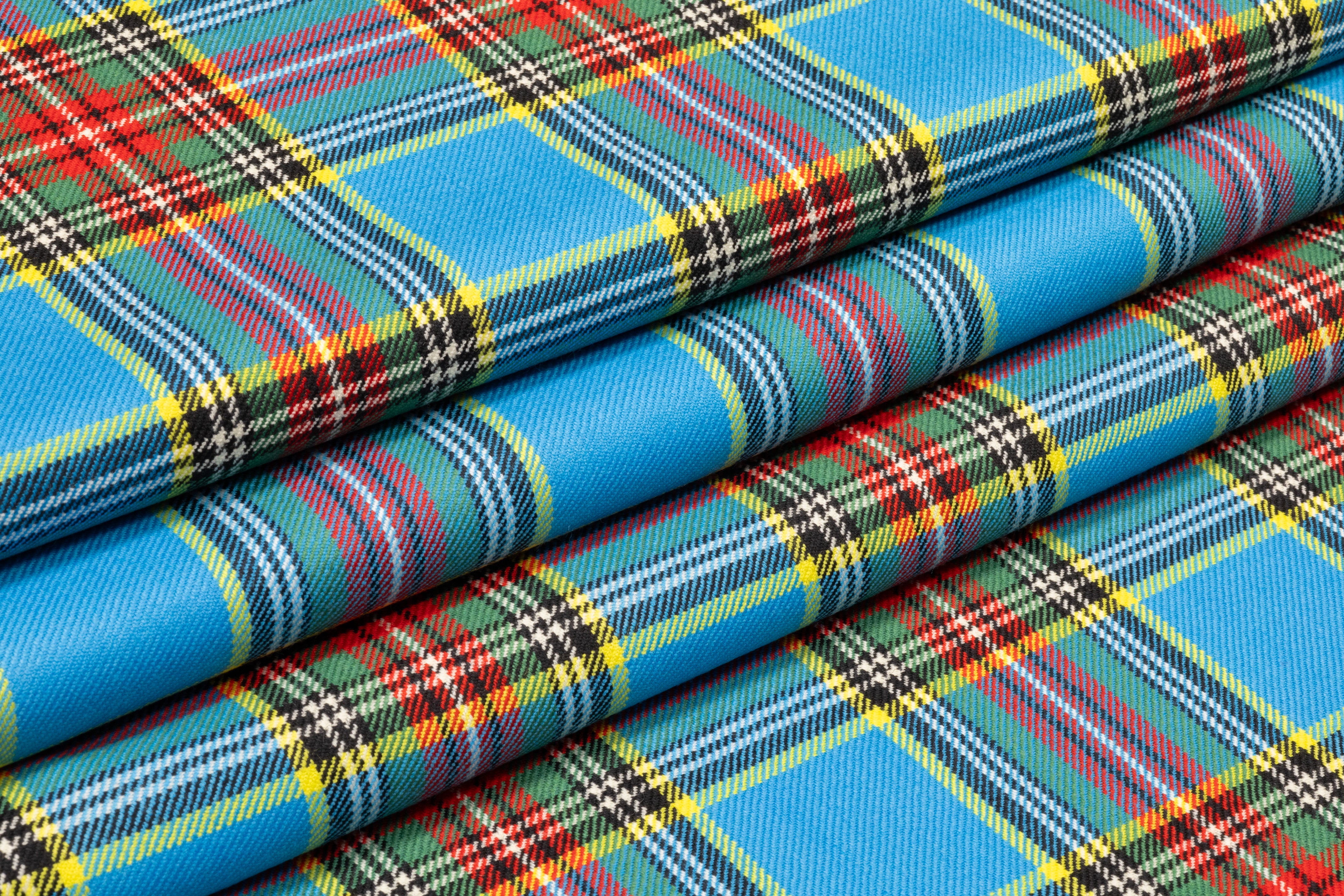 Tartan Italian Wool Suiting - Blue / Red / Green / Yellow