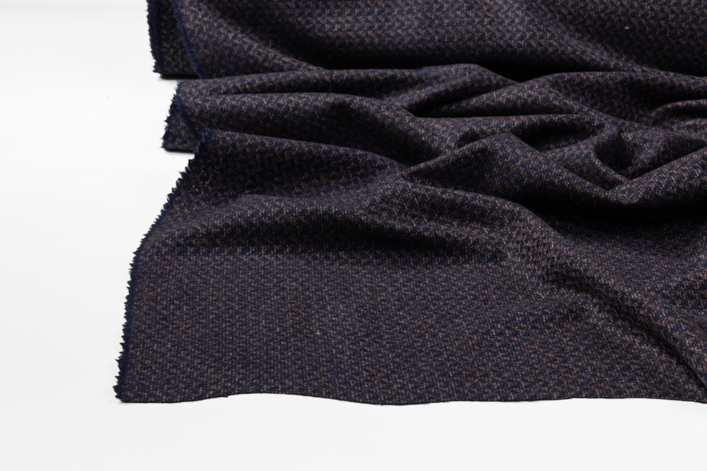 E. Thomas - Italian Wool Cashmere Tweed Suiting - Navy / Brown