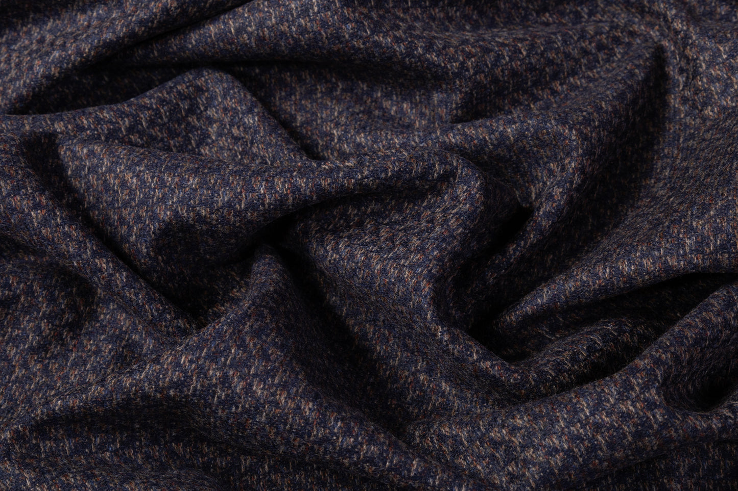 E. Thomas - Italian Wool Cashmere Tweed Suiting - Navy / Brown