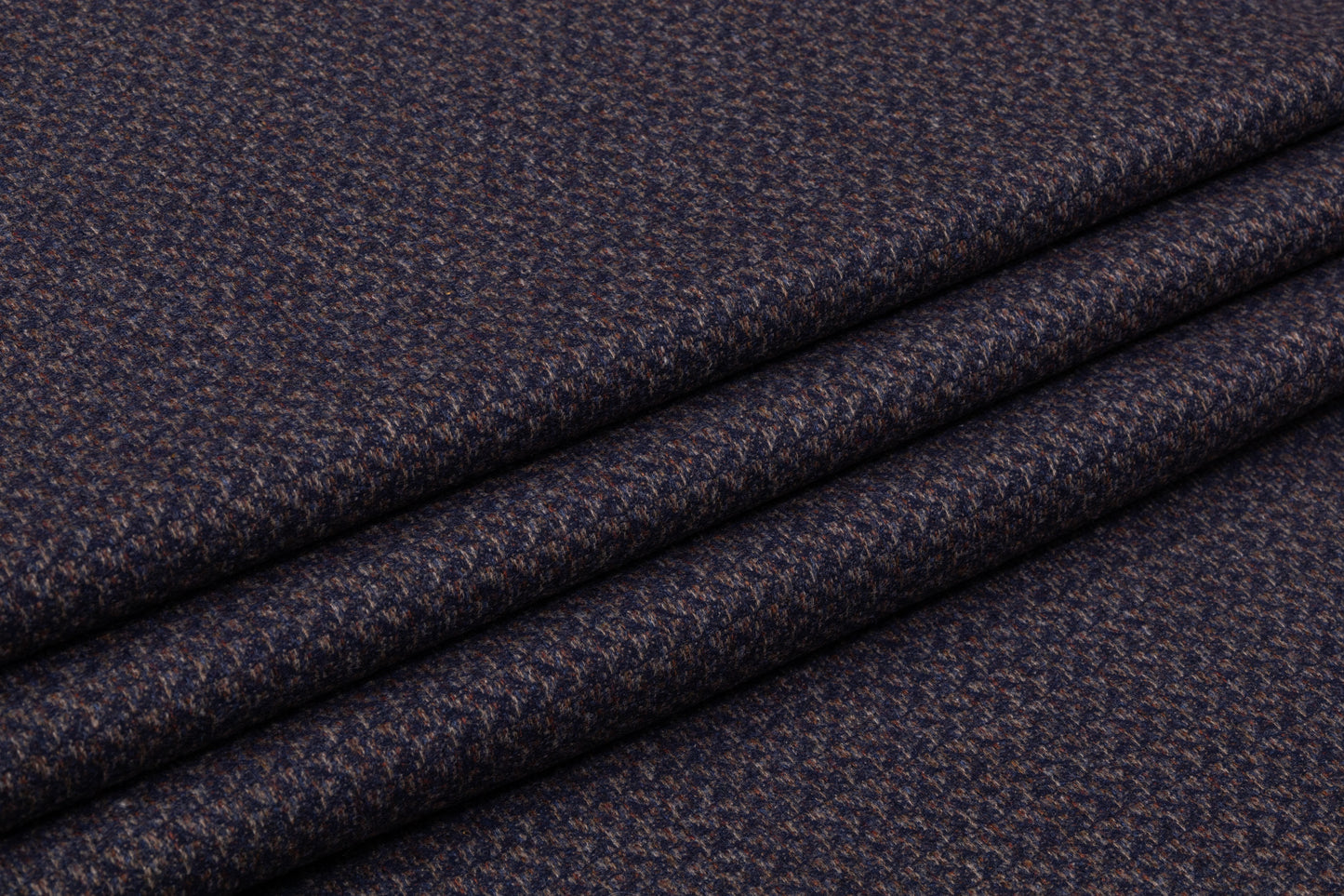 E. Thomas - Italian Wool Cashmere Tweed Suiting - Navy / Brown