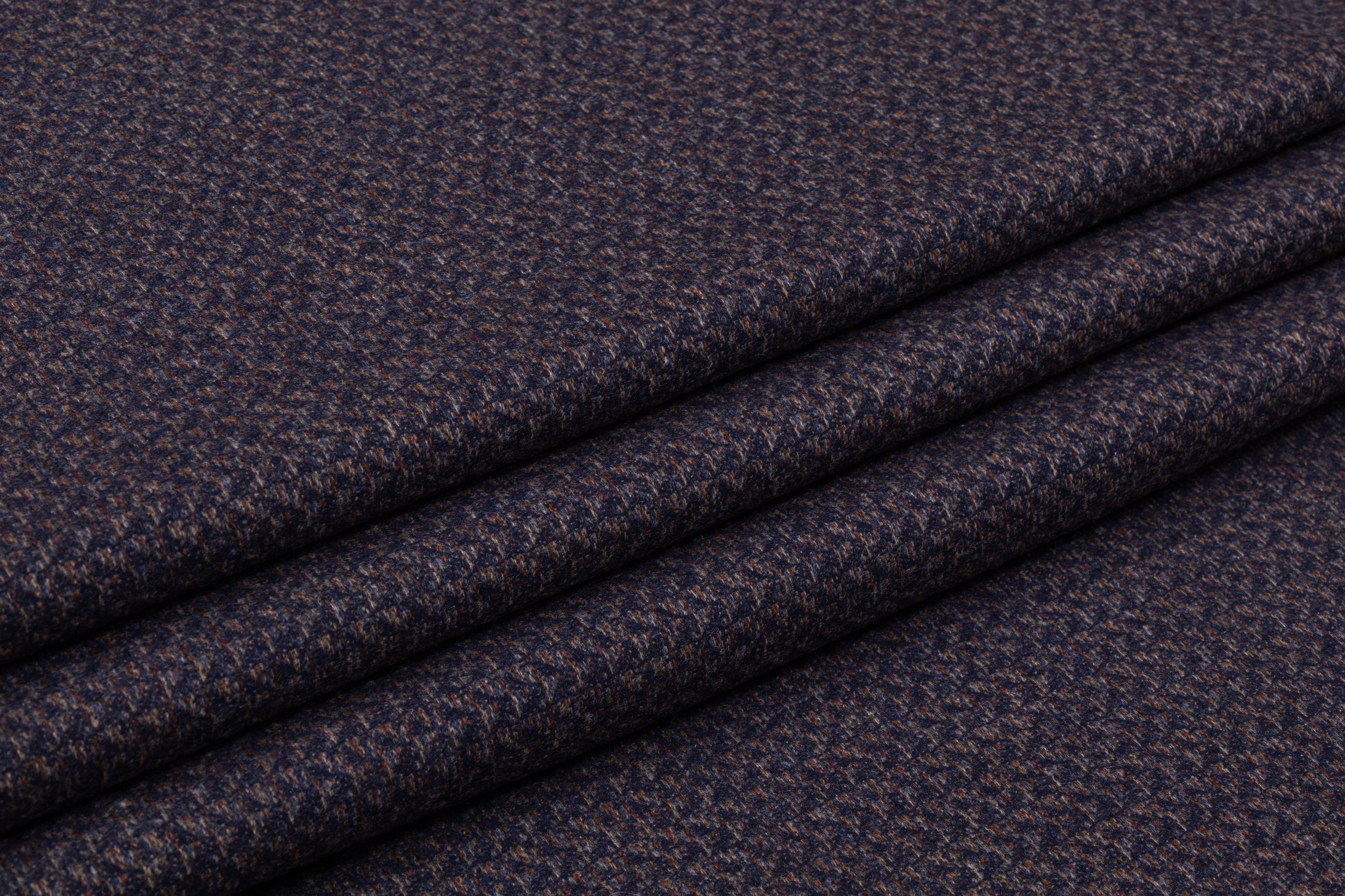 E. Thomas - Italian Wool Cashmere Tweed Suiting - Navy / Brown
