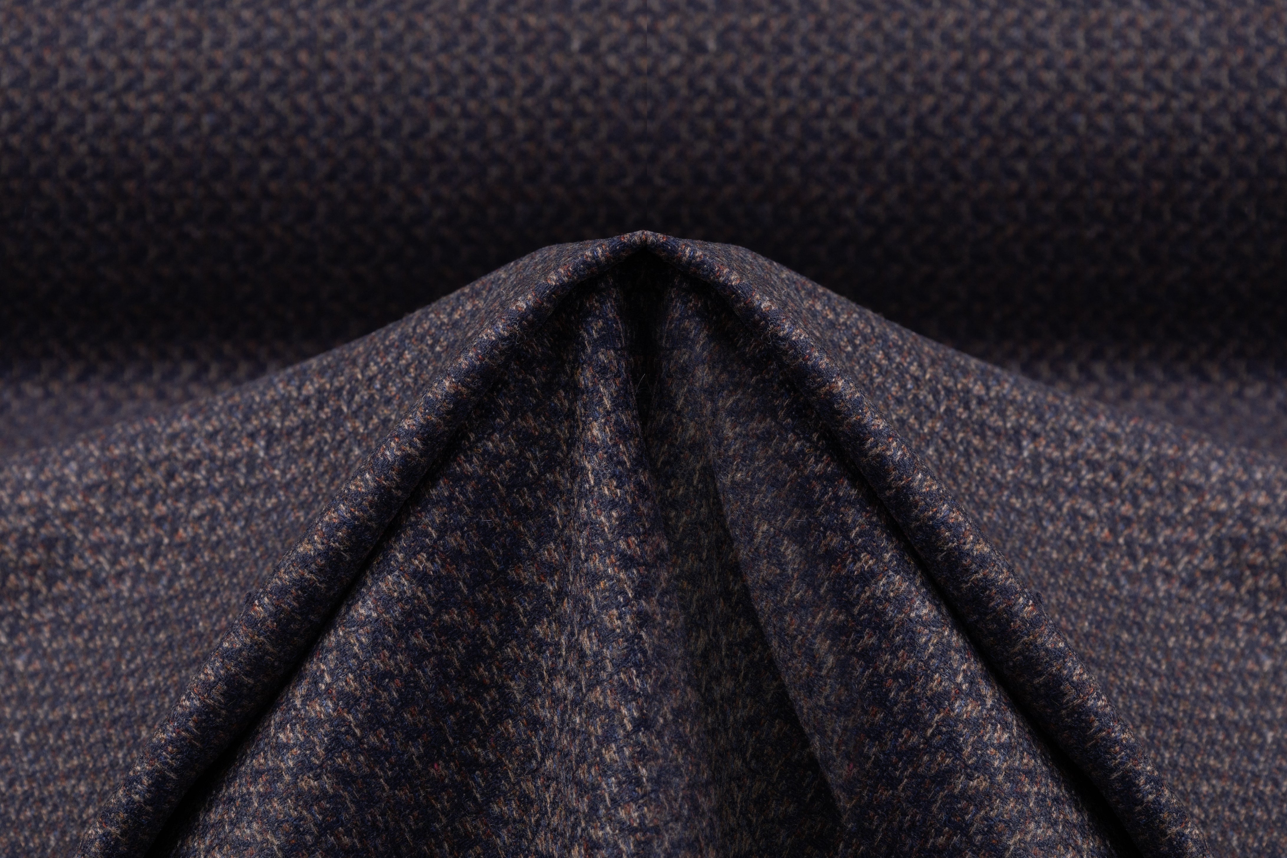E. Thomas - Italian Wool Cashmere Tweed Suiting - Navy / Brown