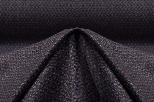 E. Thomas - Italian Wool Cashmere Tweed Suiting - Navy / Brown