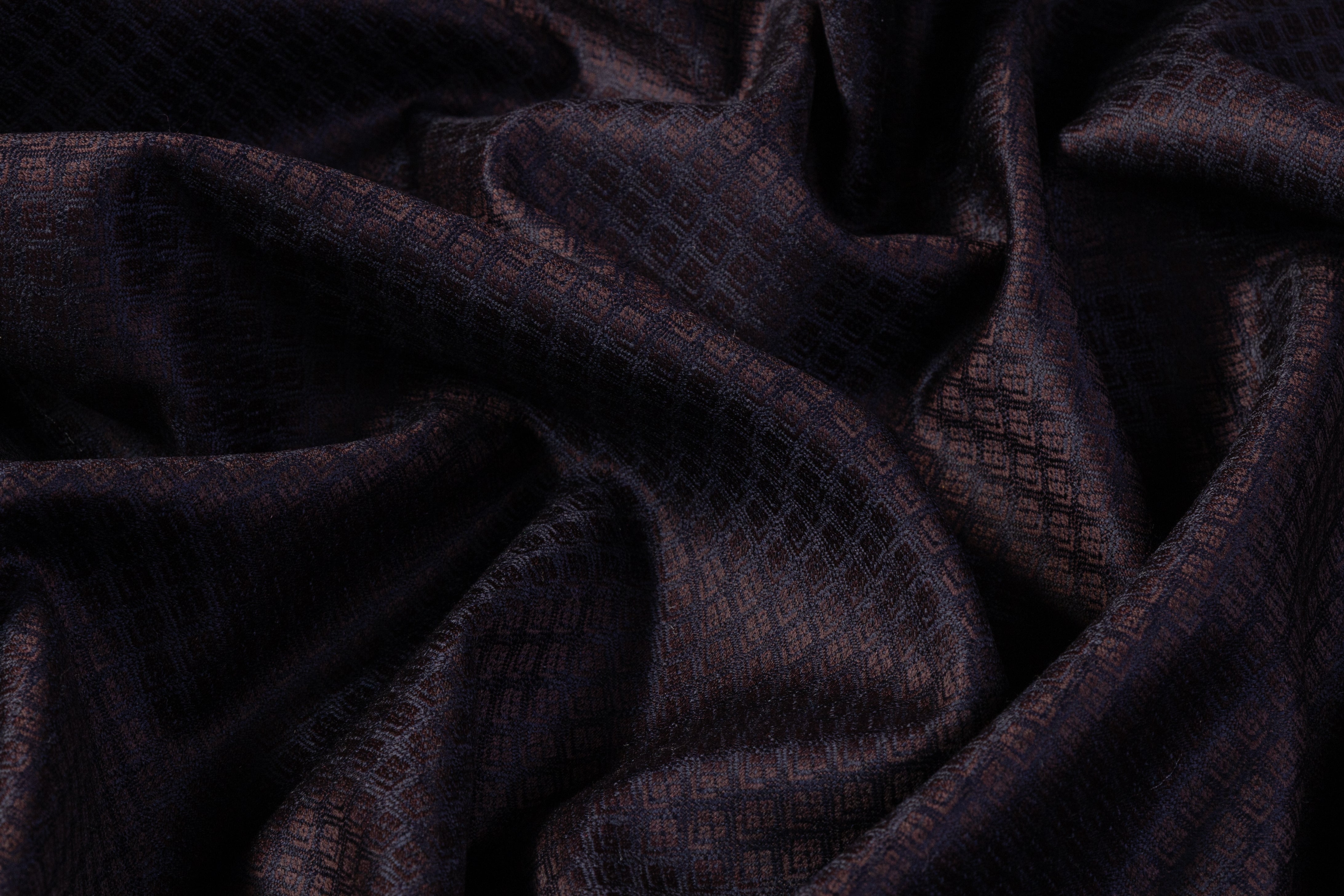 Italian Wool Jacquard Suiting - Burgundy / Navy