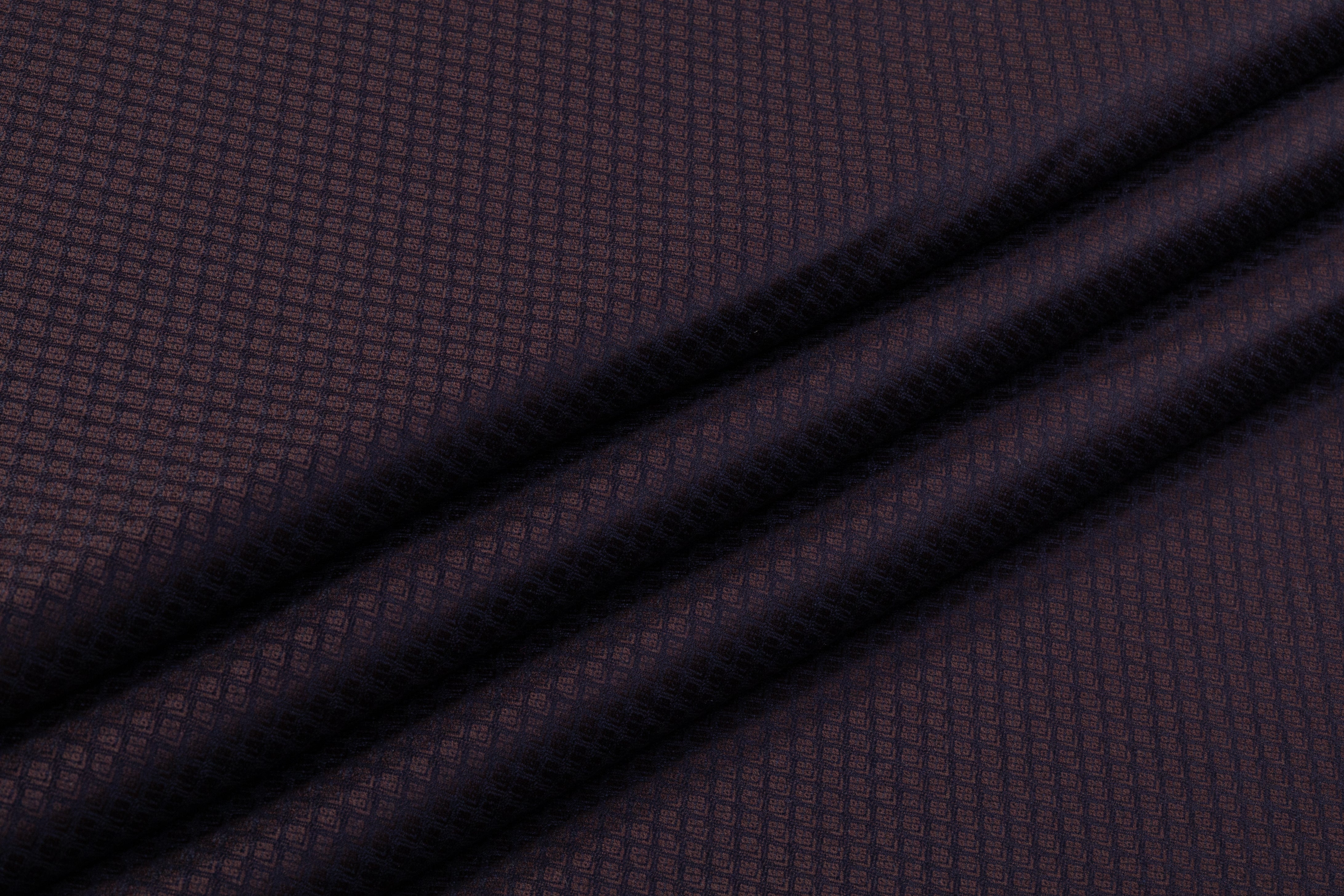 Italian Wool Jacquard Suiting - Burgundy / Navy