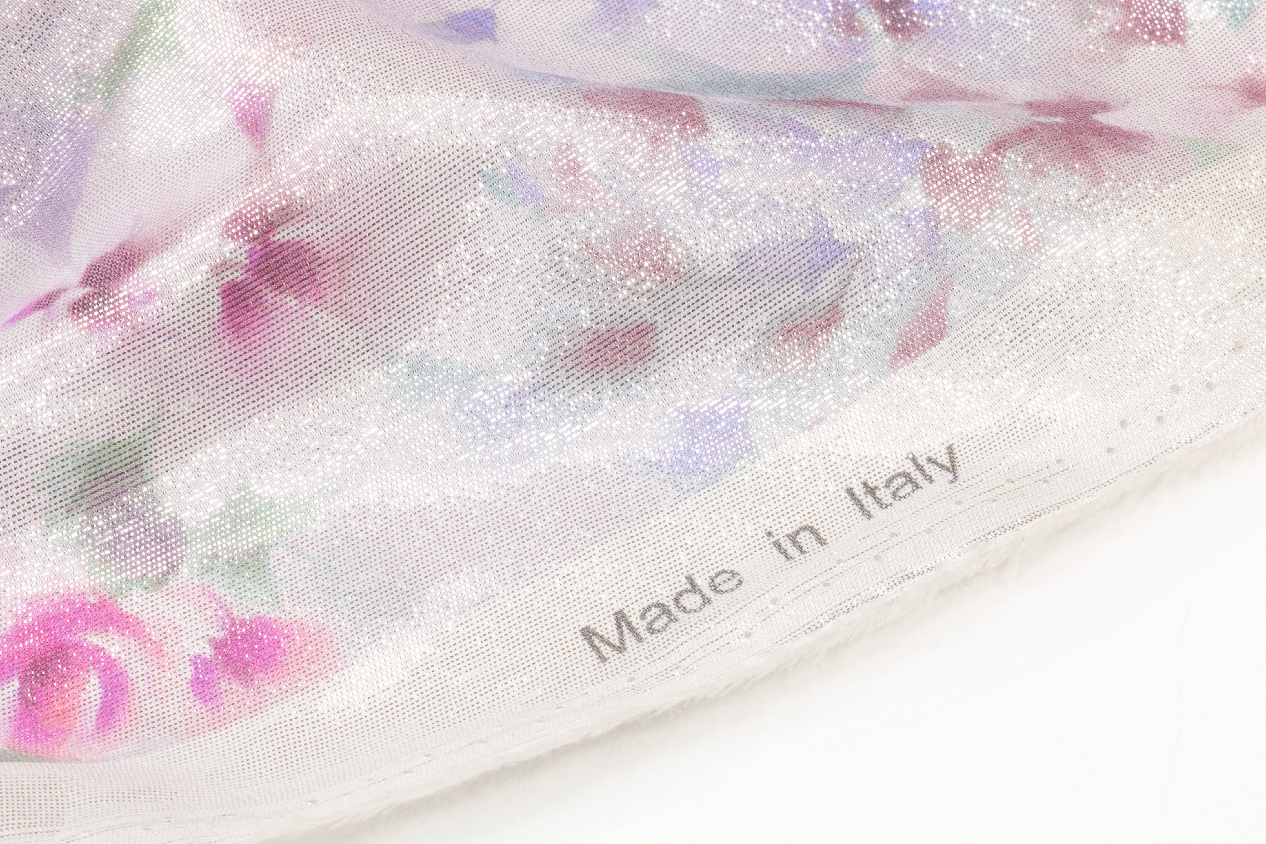 Floral Metallic Silk Chiffon Lamé - Pink / Green / Silver