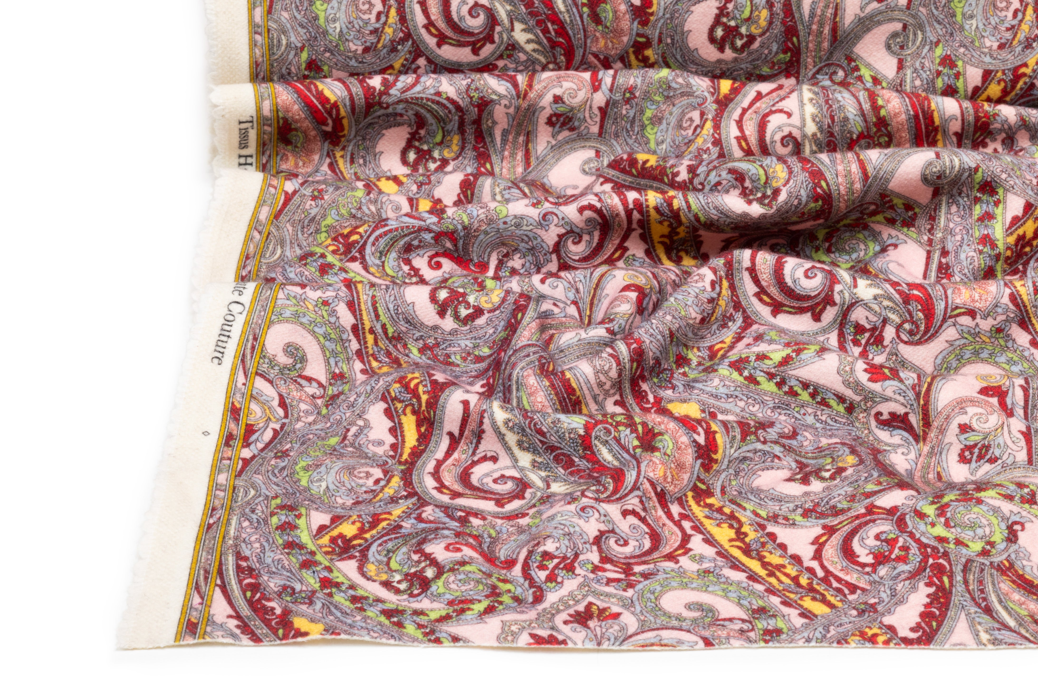 Paisley Italian Wool Blend Coating - Pink / Red