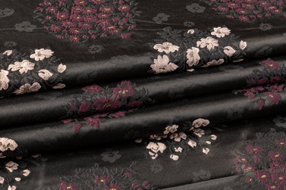 Floral Satin Brocade - Black / Blush / Burgundy