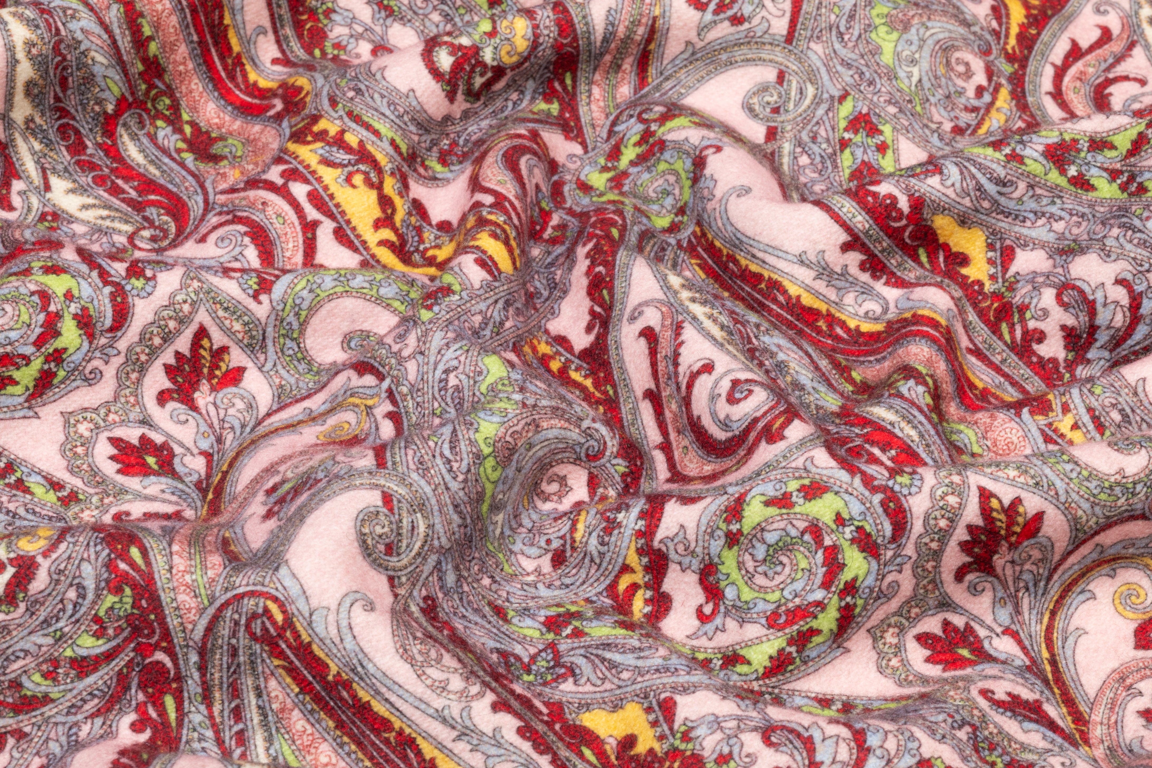 Paisley Italian Wool Blend Coating - Pink / Red