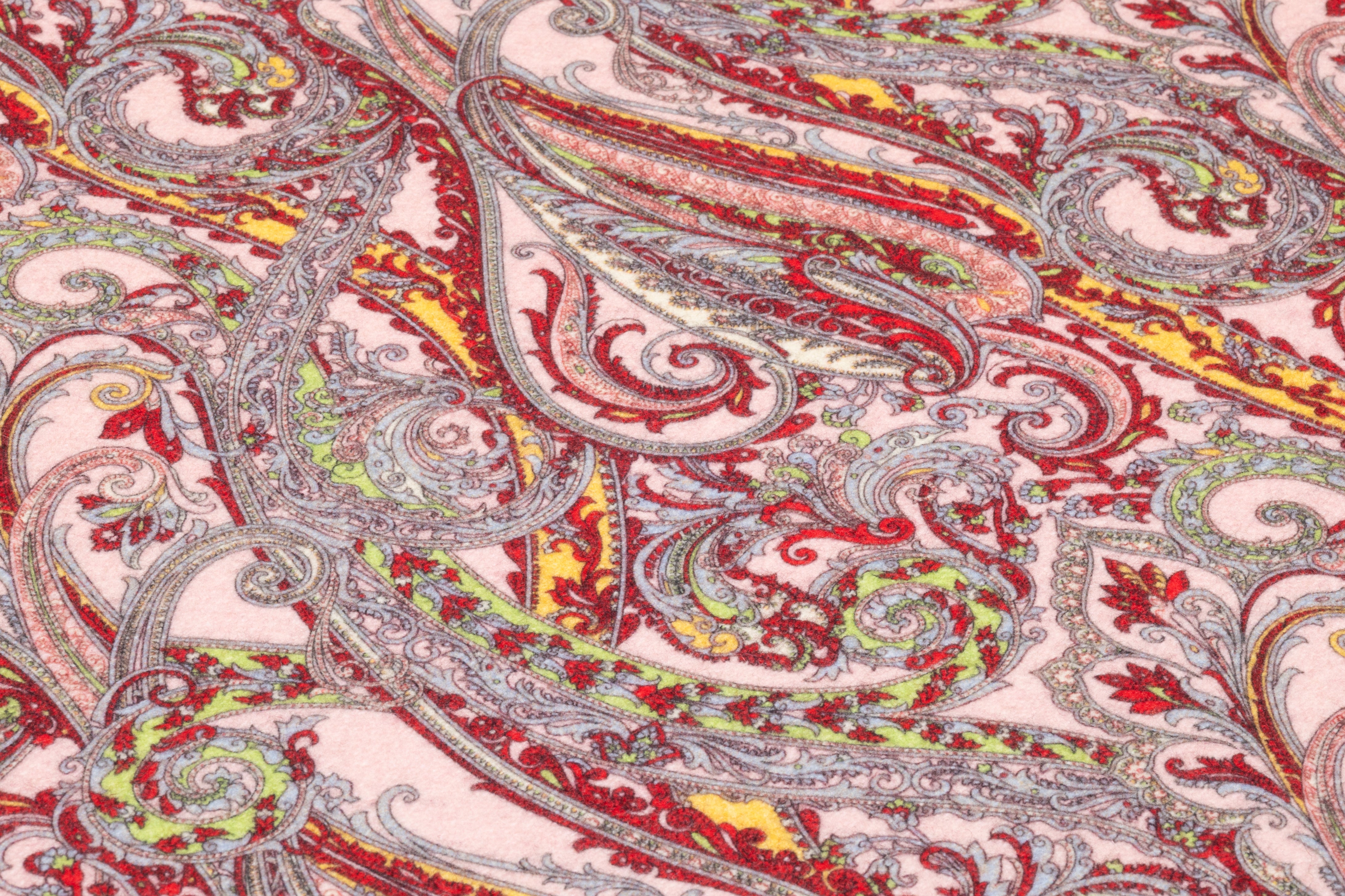 Paisley Italian Wool Blend Coating - Pink / Red