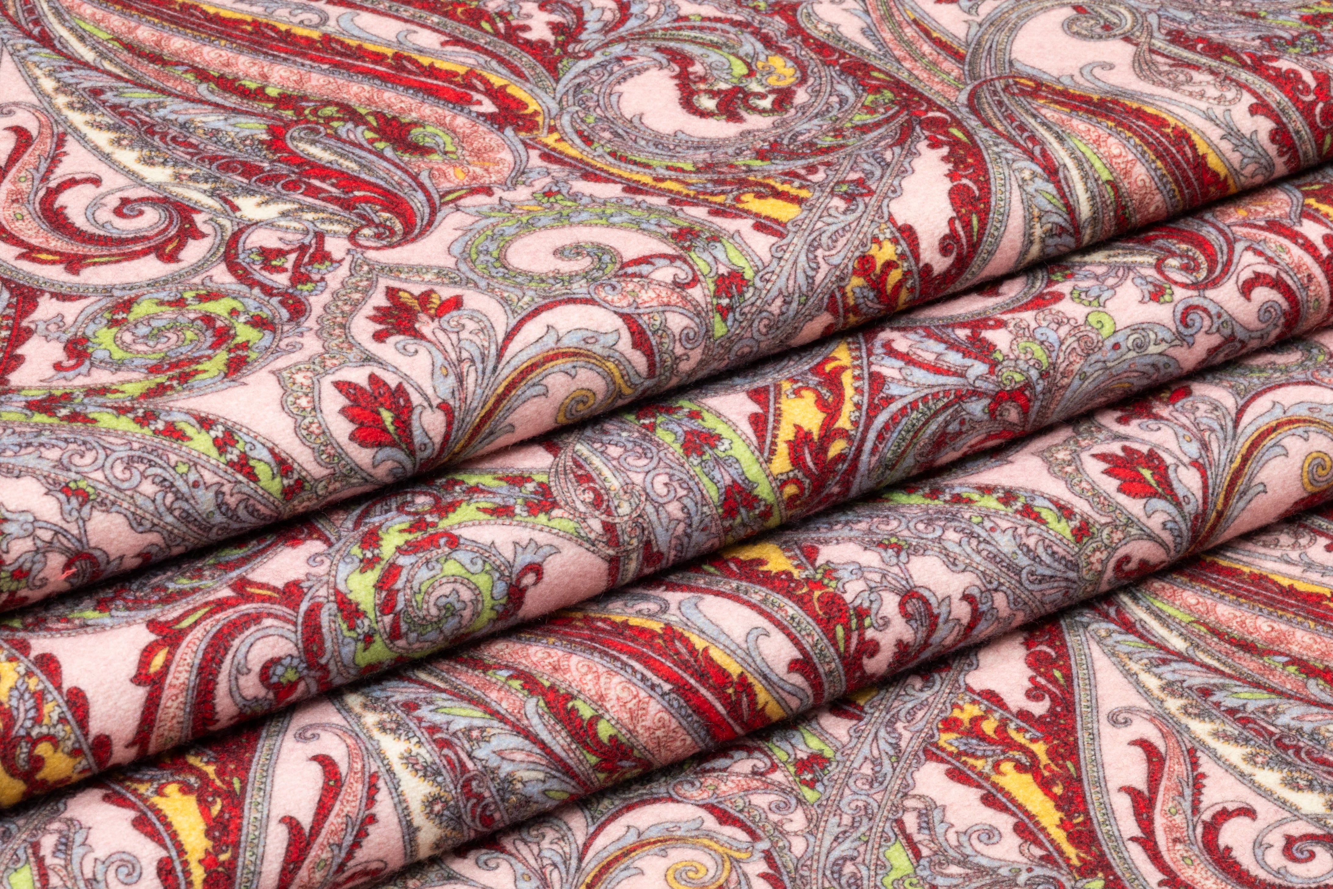 Paisley Italian Wool Blend Coating - Pink / Red