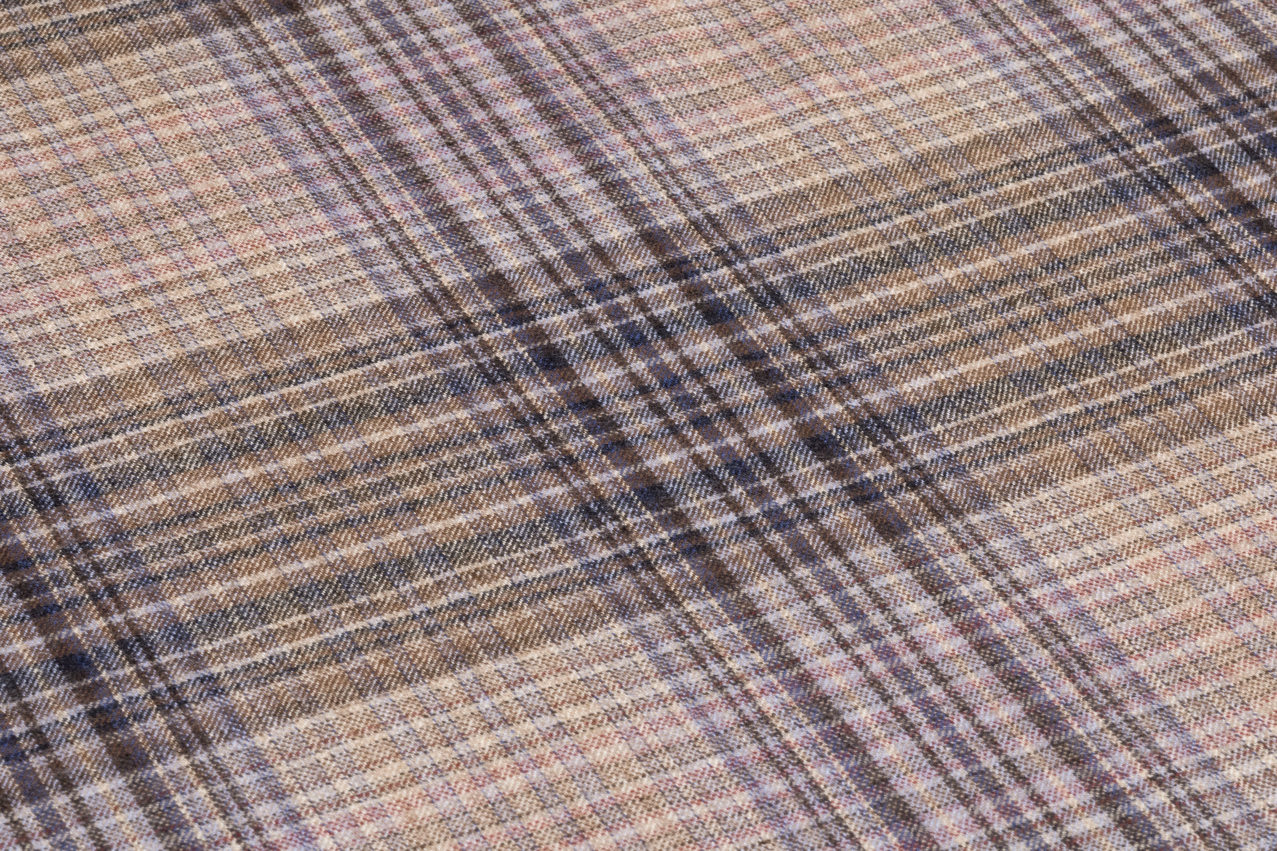 Carnet - Plaid Italian Wool Flannel Suiting - Light Taupe / Navy / Brown