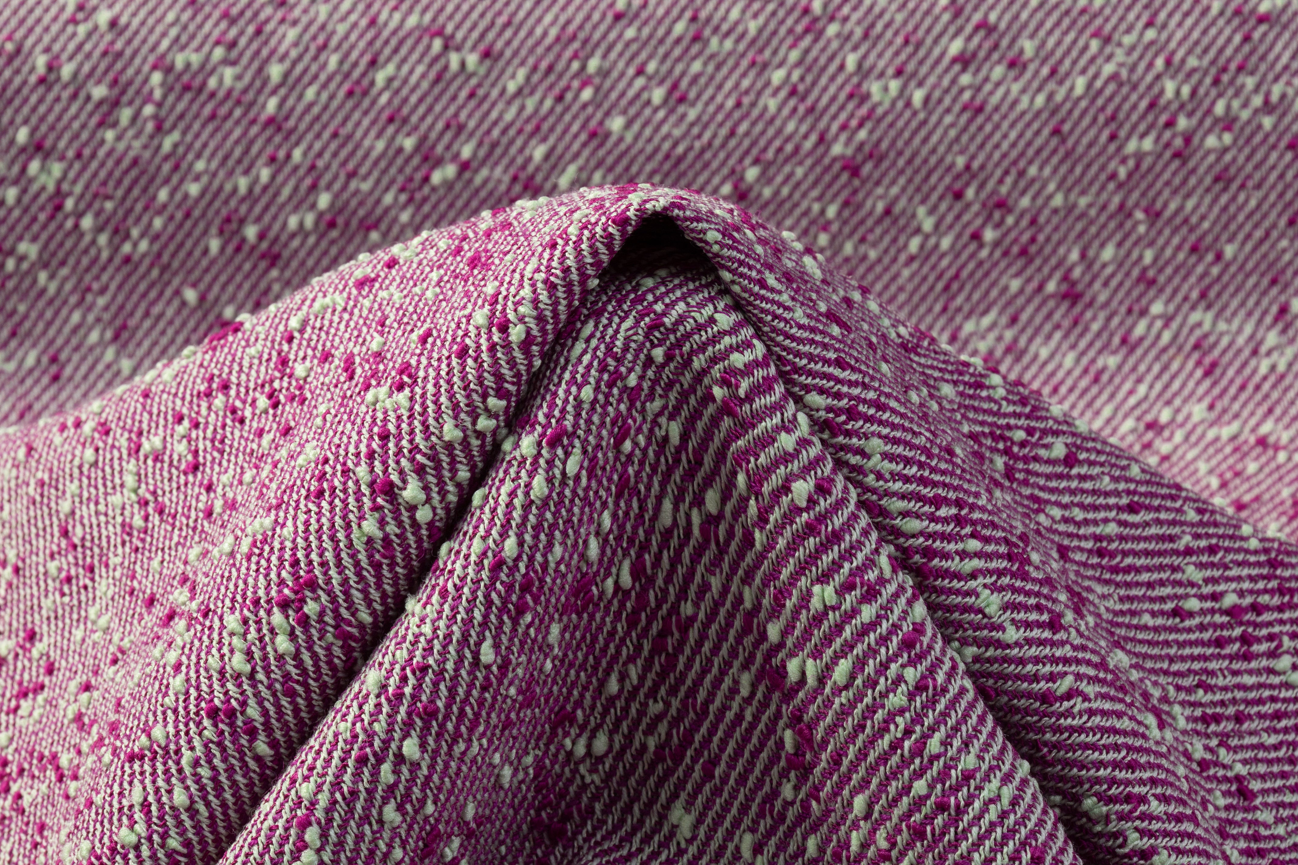 Textured Italian Wool Blend Twill - Fuchsia / Mint Green