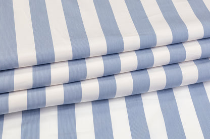 Striped Cotton Shirting - White / Soft Blue
