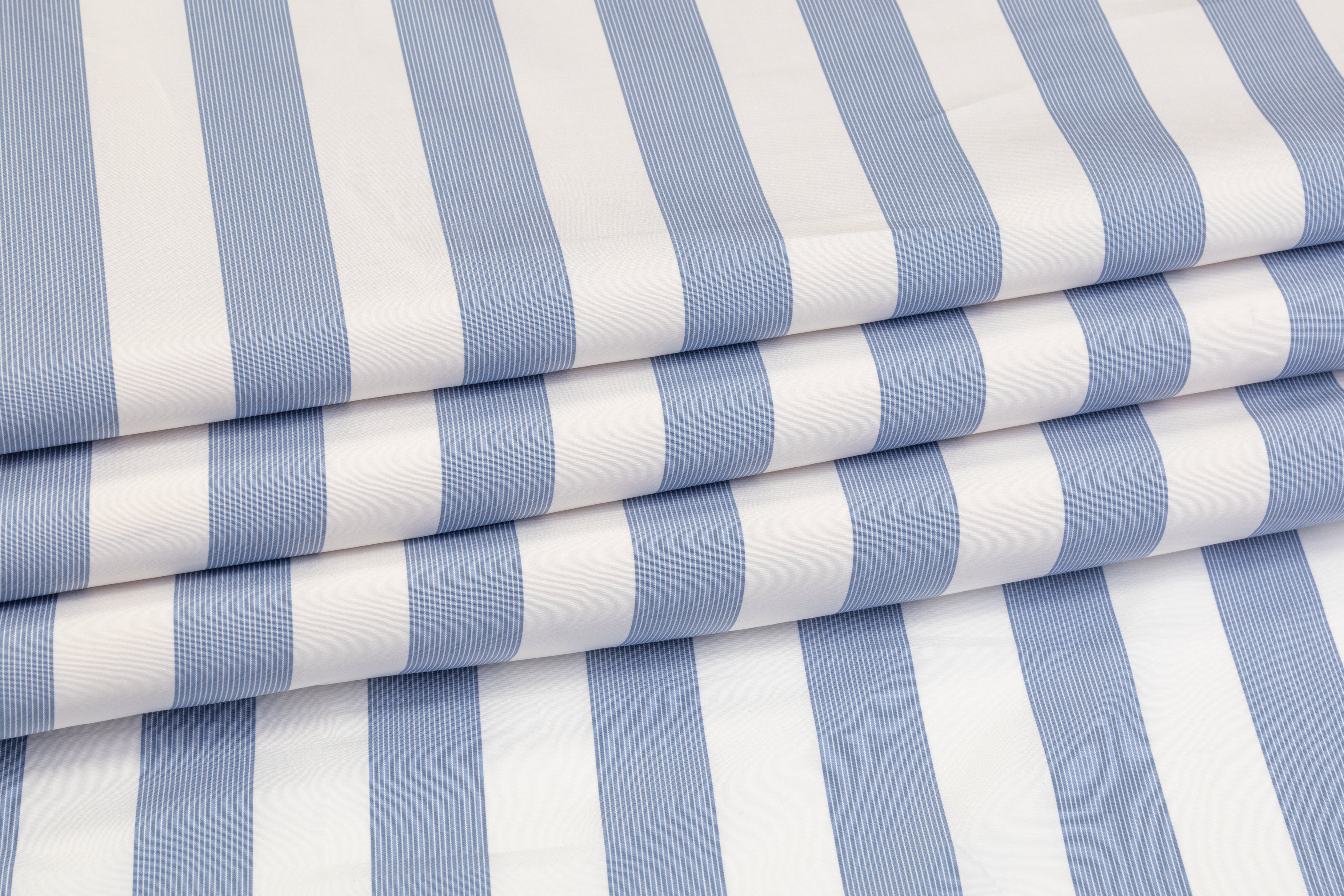Striped Cotton Shirting - White / Soft Blue