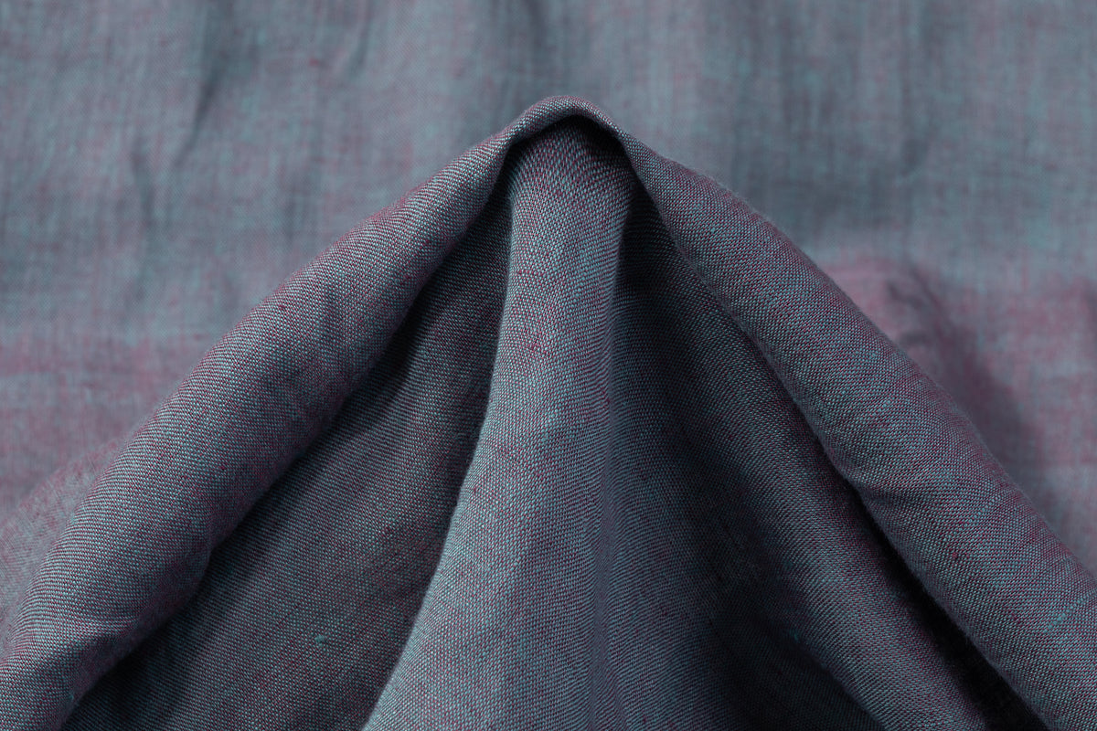 Turquoise Raspberry Iridescent Italian Linen - Turquoise / Raspberry