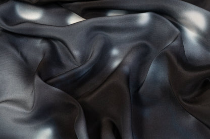 Abstract Silk Crepe De Chine - Black / Blue / White