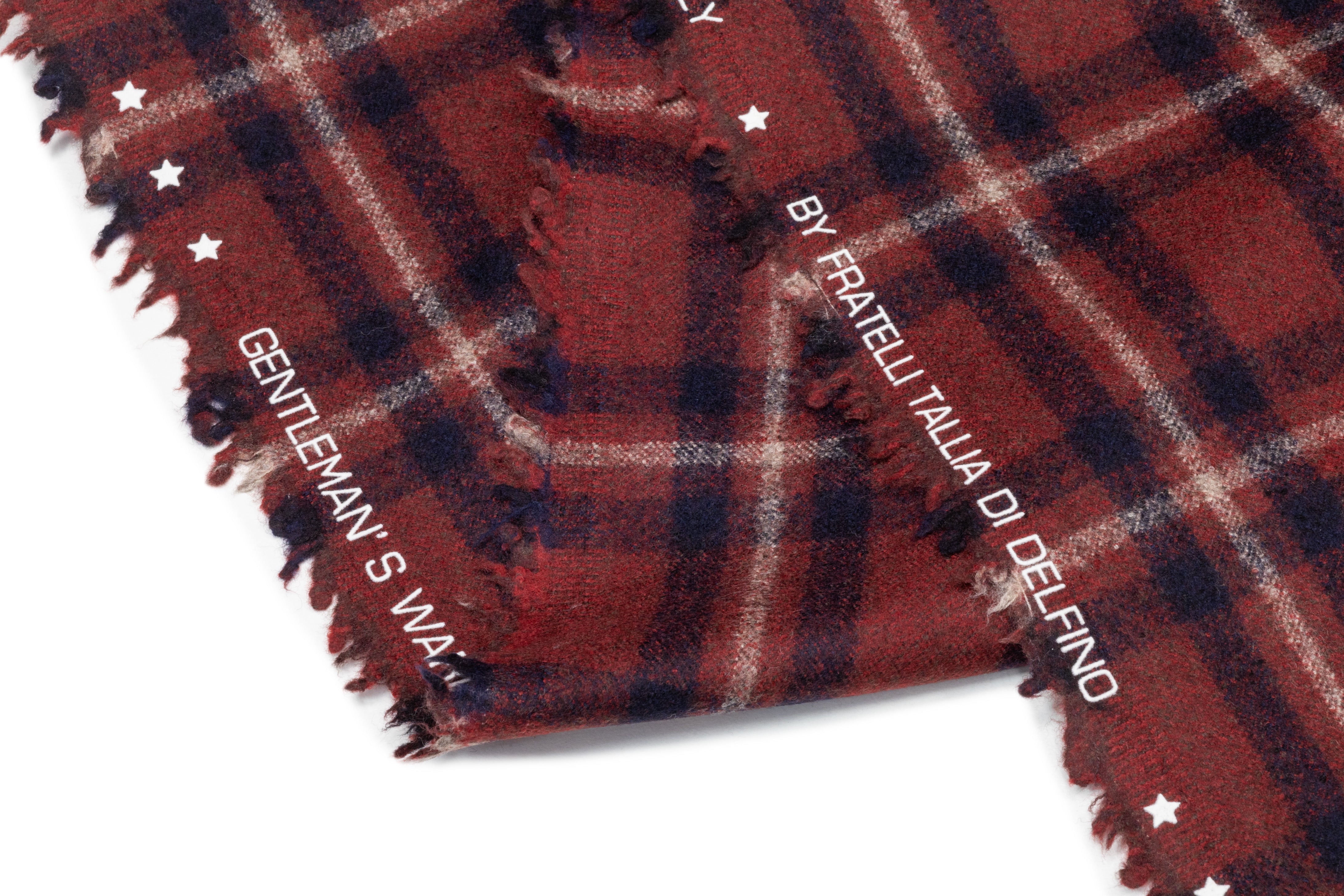 Tallia di Delfino - Plaid Micro Twist Wool Suiting - Brick Red / Navy