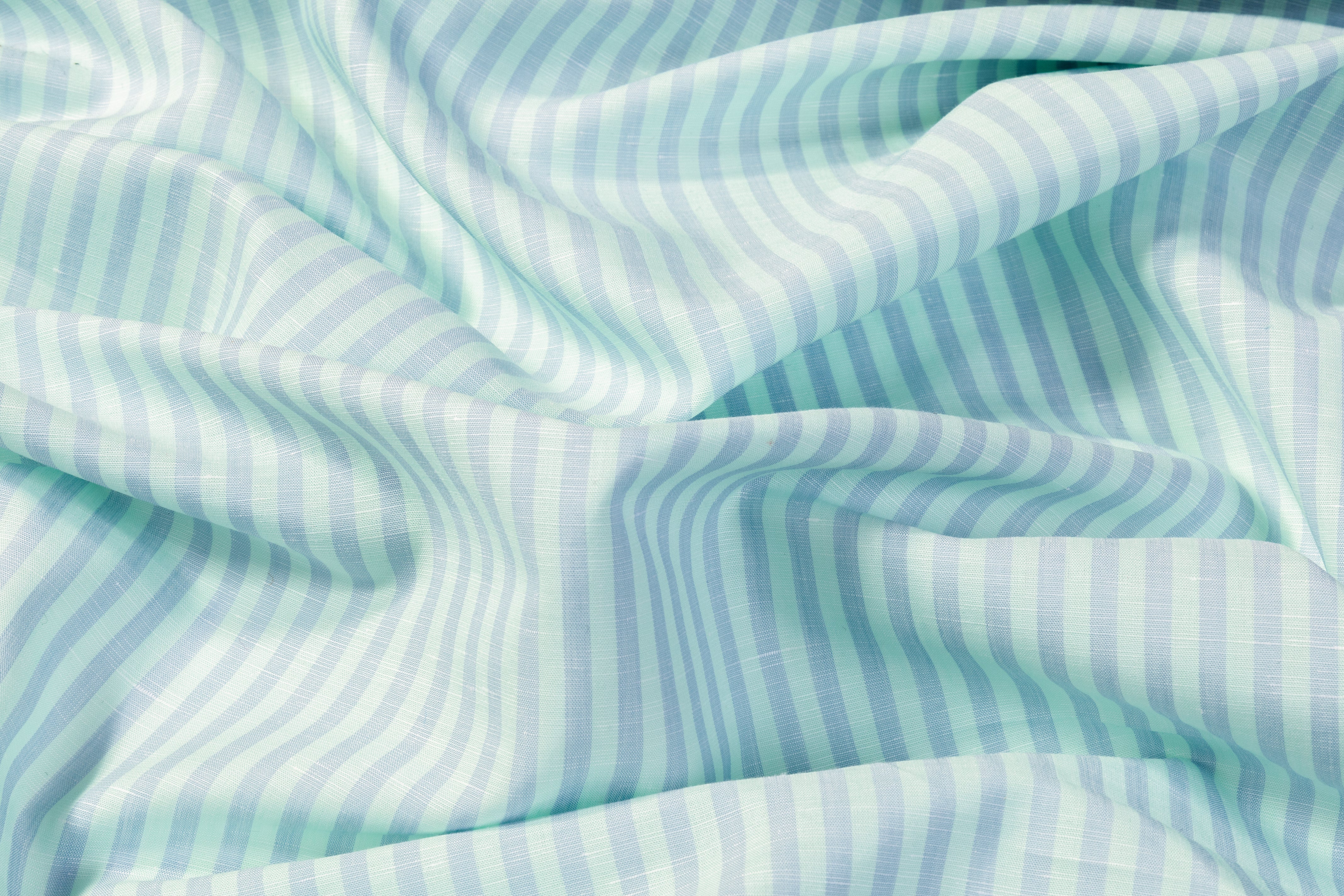 Striped Italian Handkerchief Linen - Mint Green / Lavender