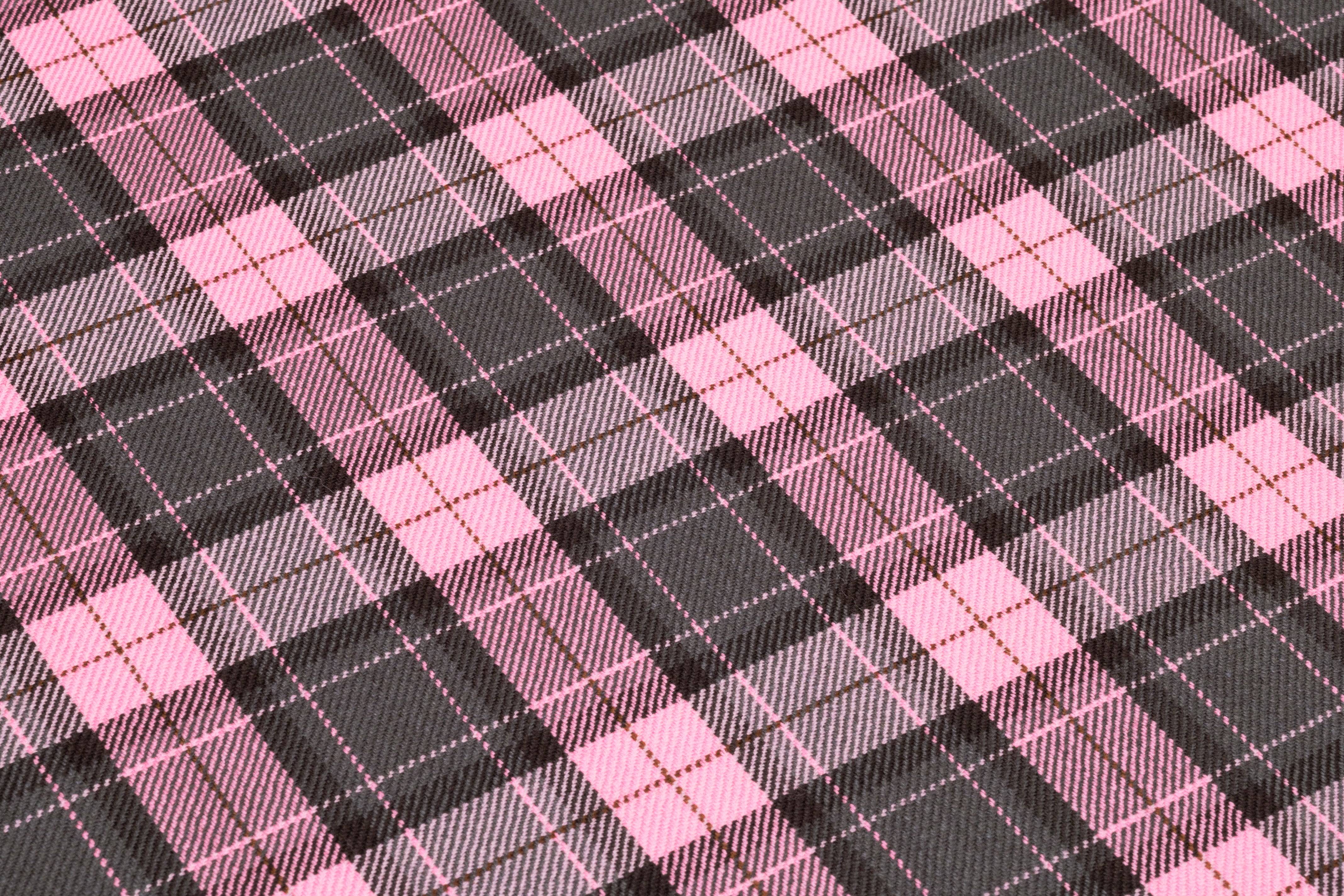 Tartan Italian Wool Suiting - Pink / Charcoal / Brown