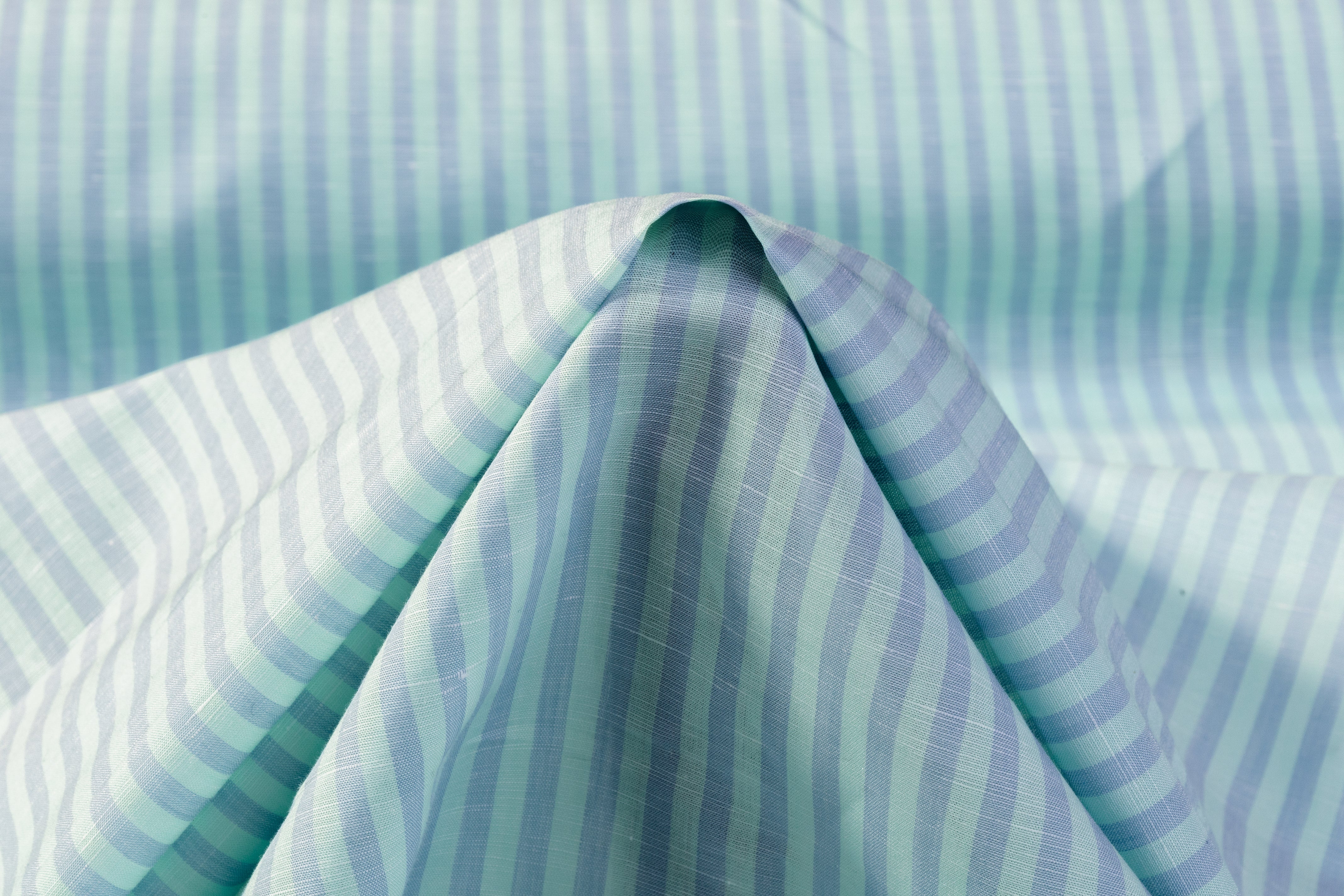 Striped Italian Handkerchief Linen - Mint Green / Lavender