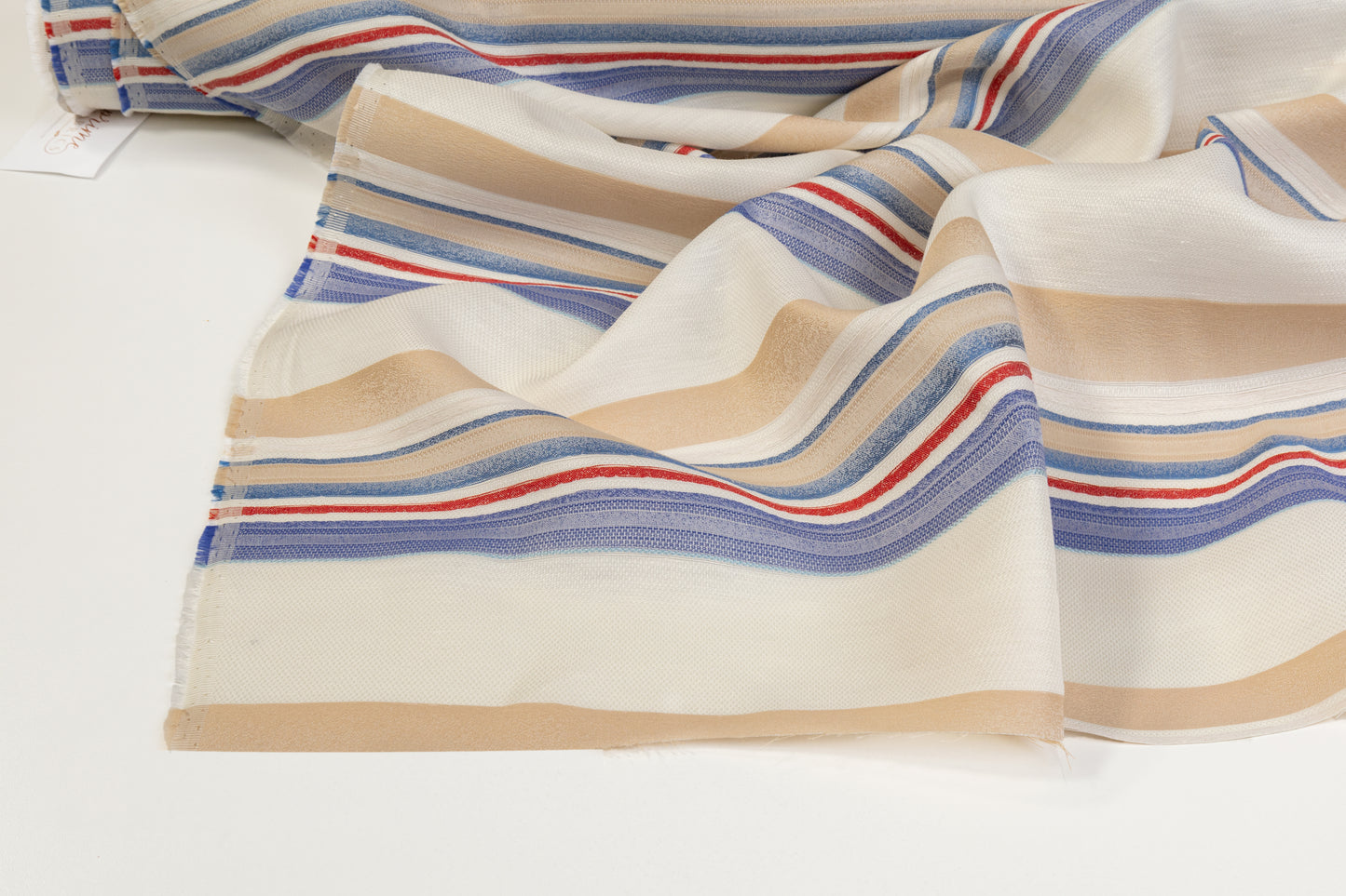 Striped Silk and Linen Blend - White / Beige / Blue / Red