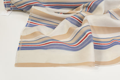 Striped Silk and Linen Blend - White / Beige / Blue / Red
