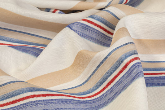 Striped Silk and Linen Blend - White / Beige / Blue / Red