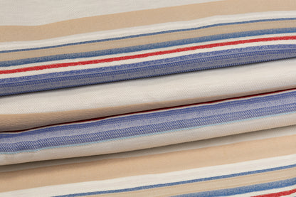 Striped Silk and Linen Blend - White / Beige / Blue / Red