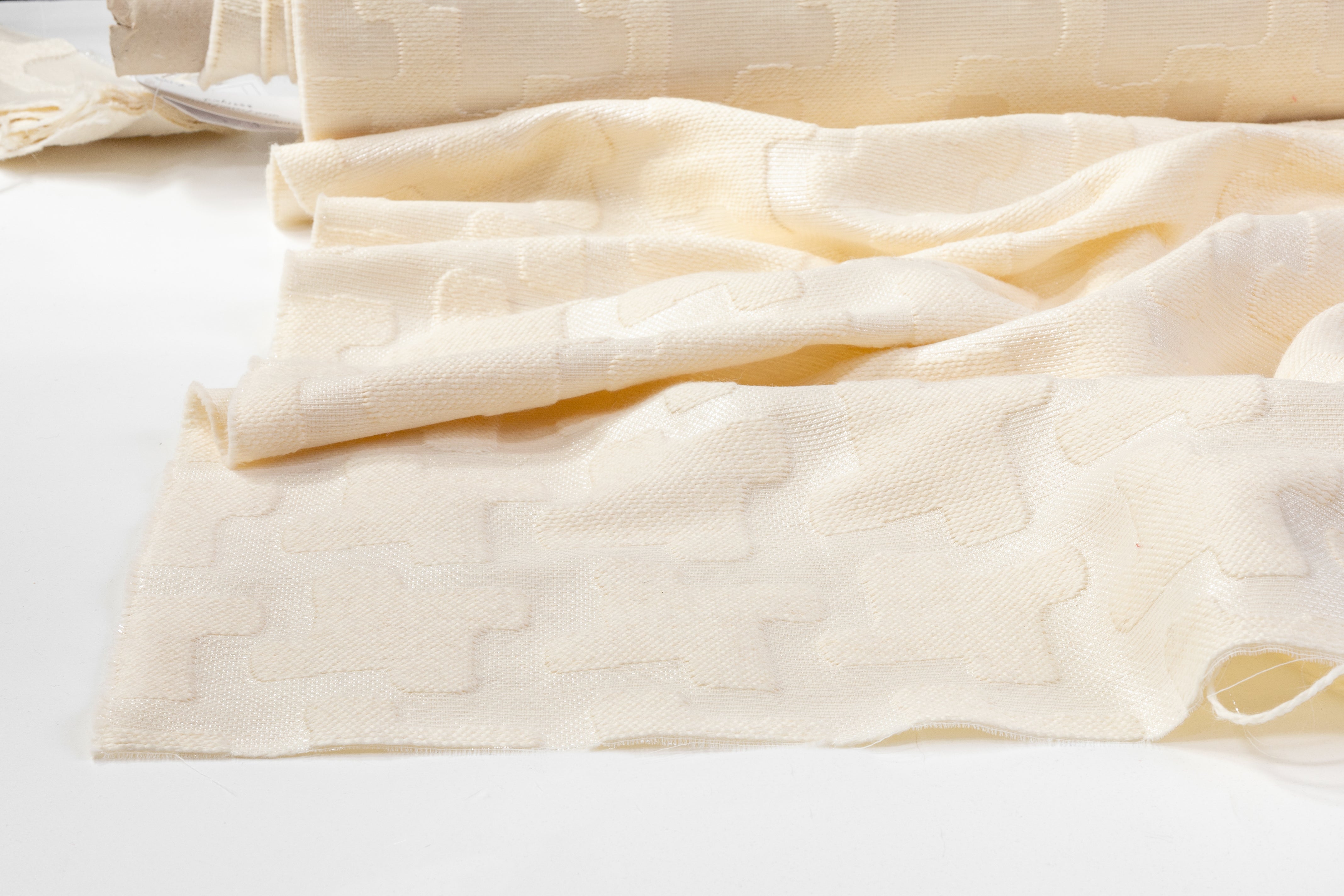 Metallic Italian Wool Cotton Brocade - Off White