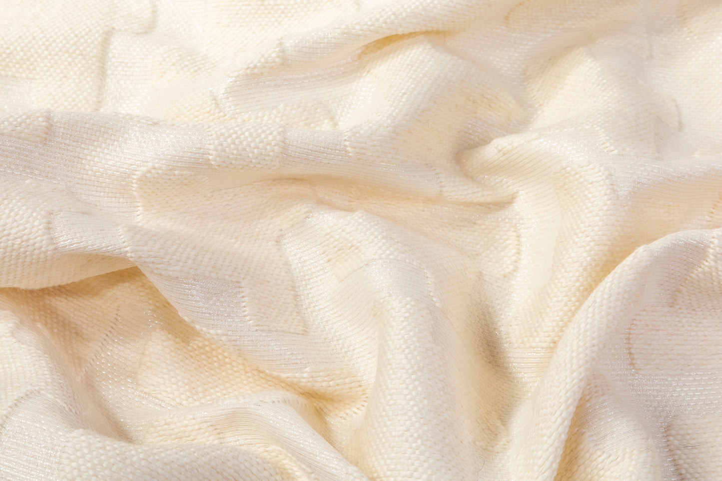 Metallic Italian Wool Cotton Brocade - Off White